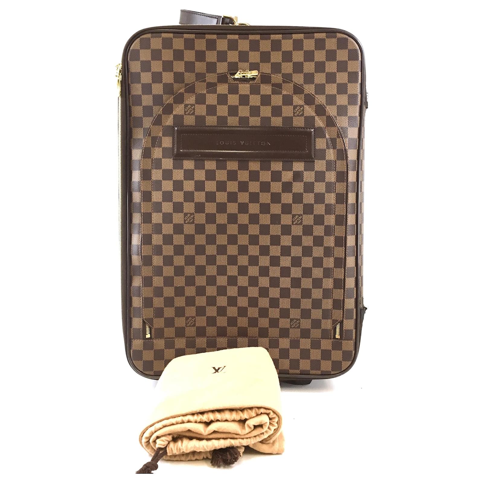 Louis Vuitton Pegase Luggage 55 Damier Ebene Canvas Brown Leather