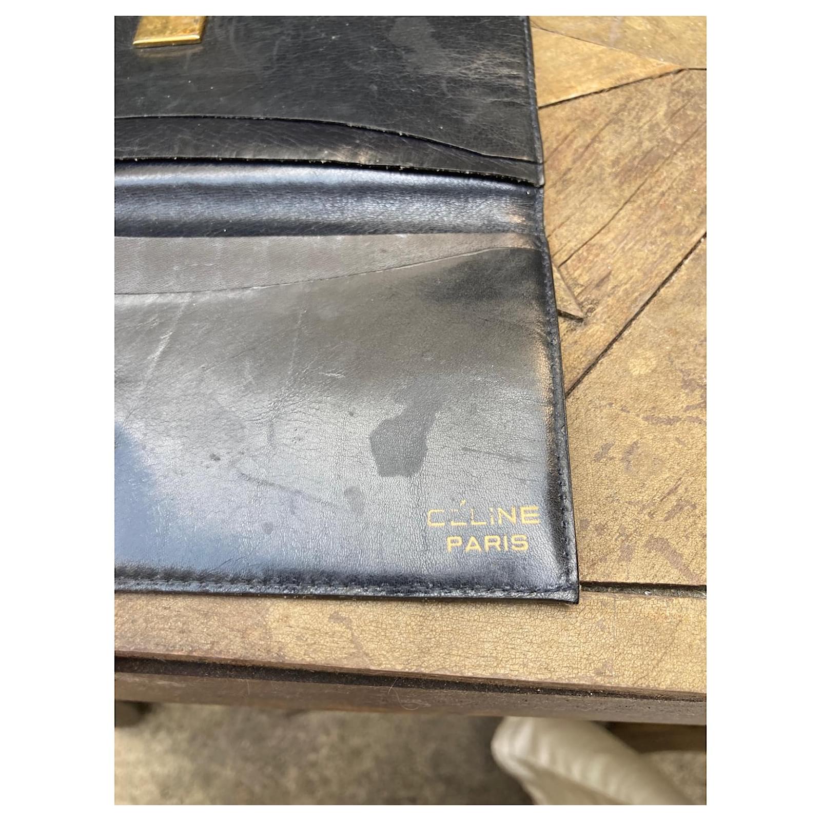 Céline Stunning vintage Celine wallet Blue Navy blue Leather Cloth  