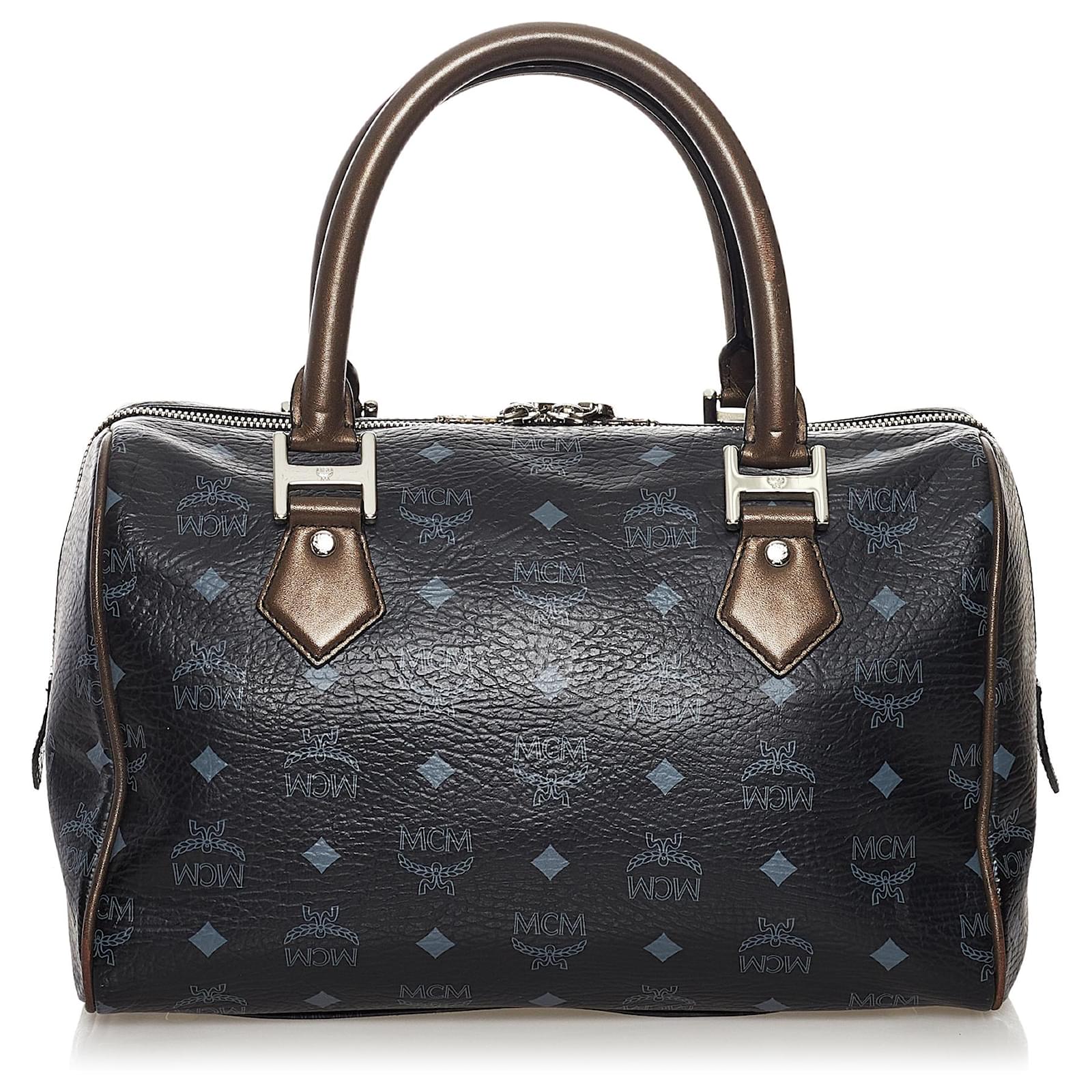 小物 MCM Visetos Princess Lion Leather MCM White Visetos Princess Lion Leather Boston Bag Multiple