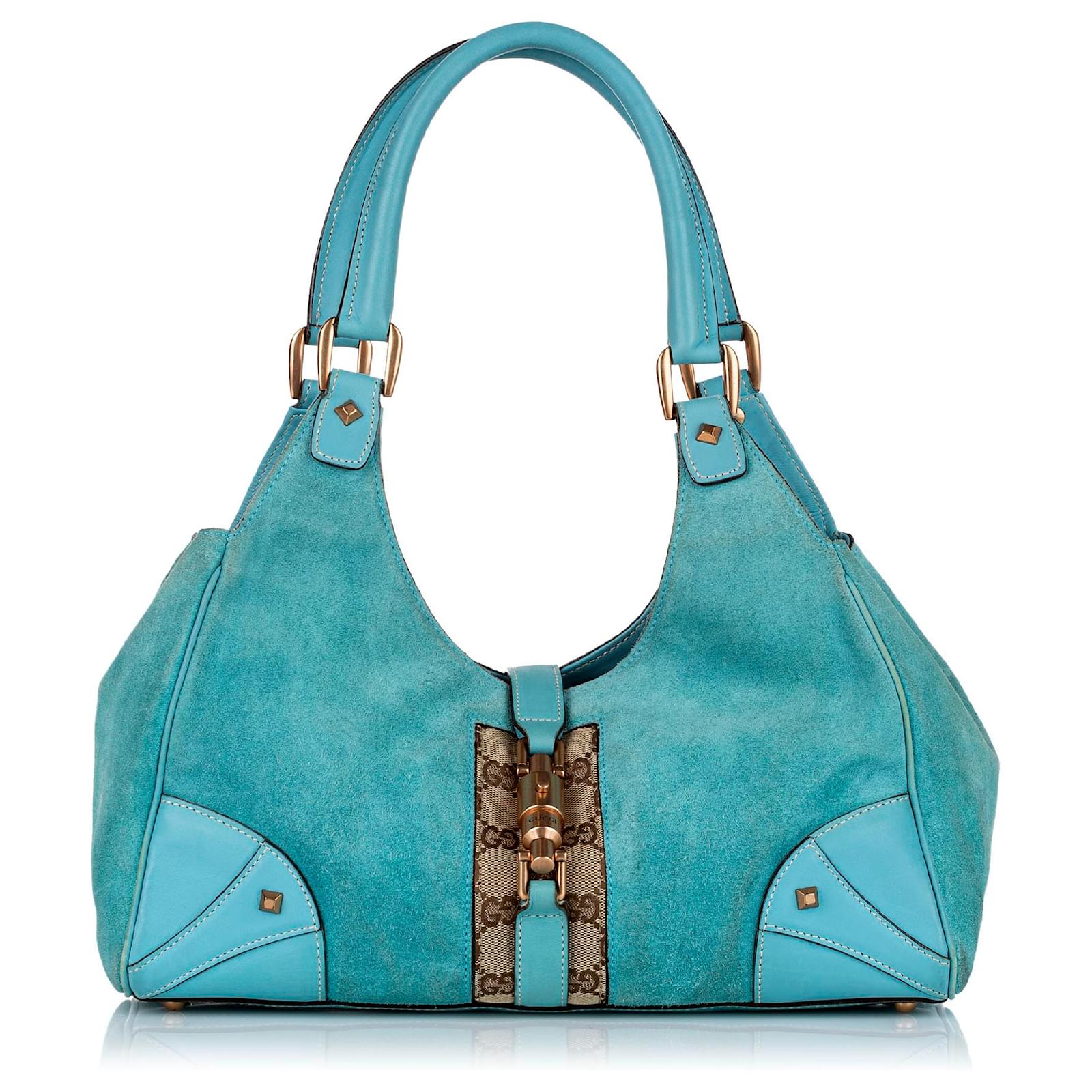 gucci-blue-nailhead-new-jackie-suede-shoulder-bag-brown-leather-pony