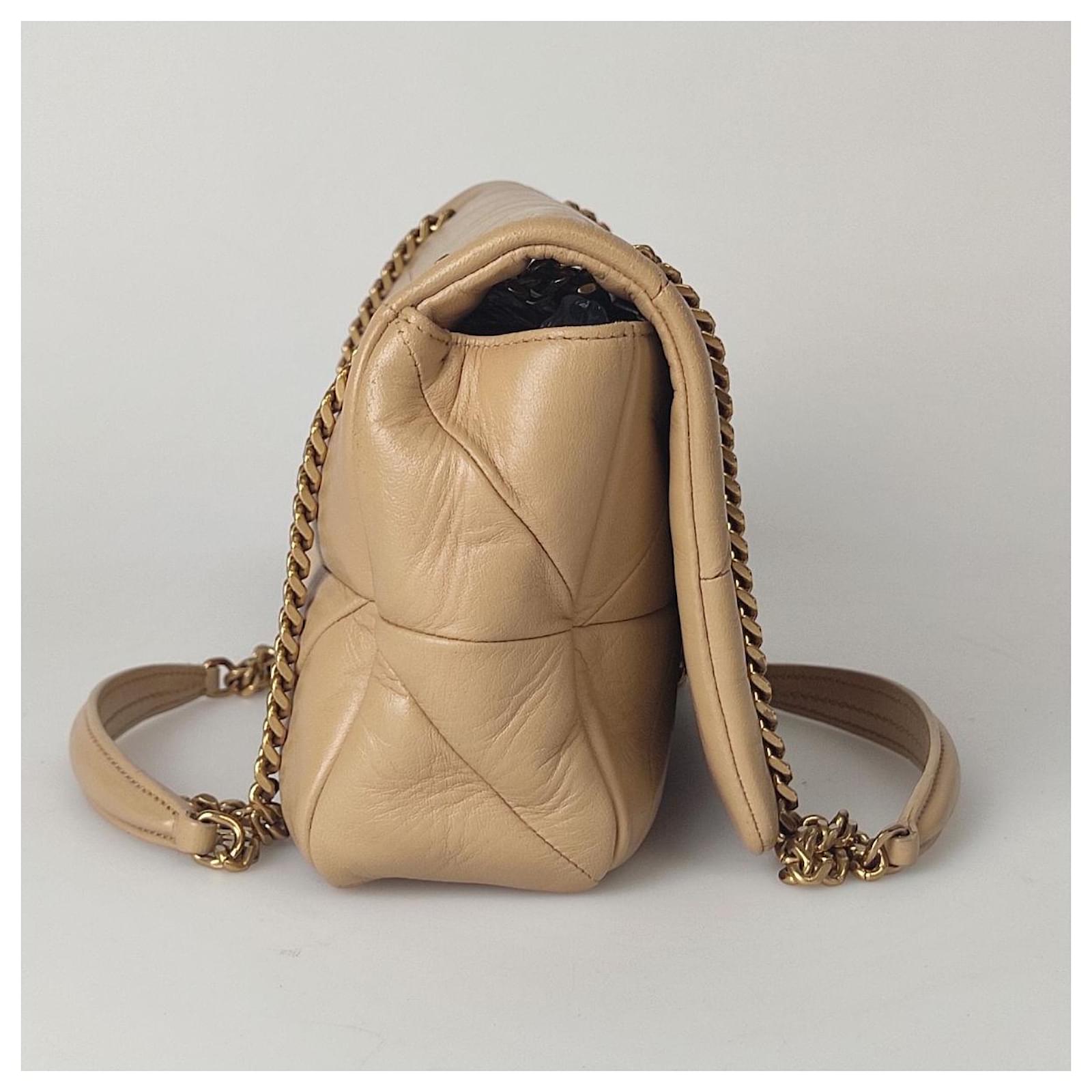 Yves Saint Laurent Beige Leather Palm Tree Monogram Shoulder Bag ref.456594  - Joli Closet