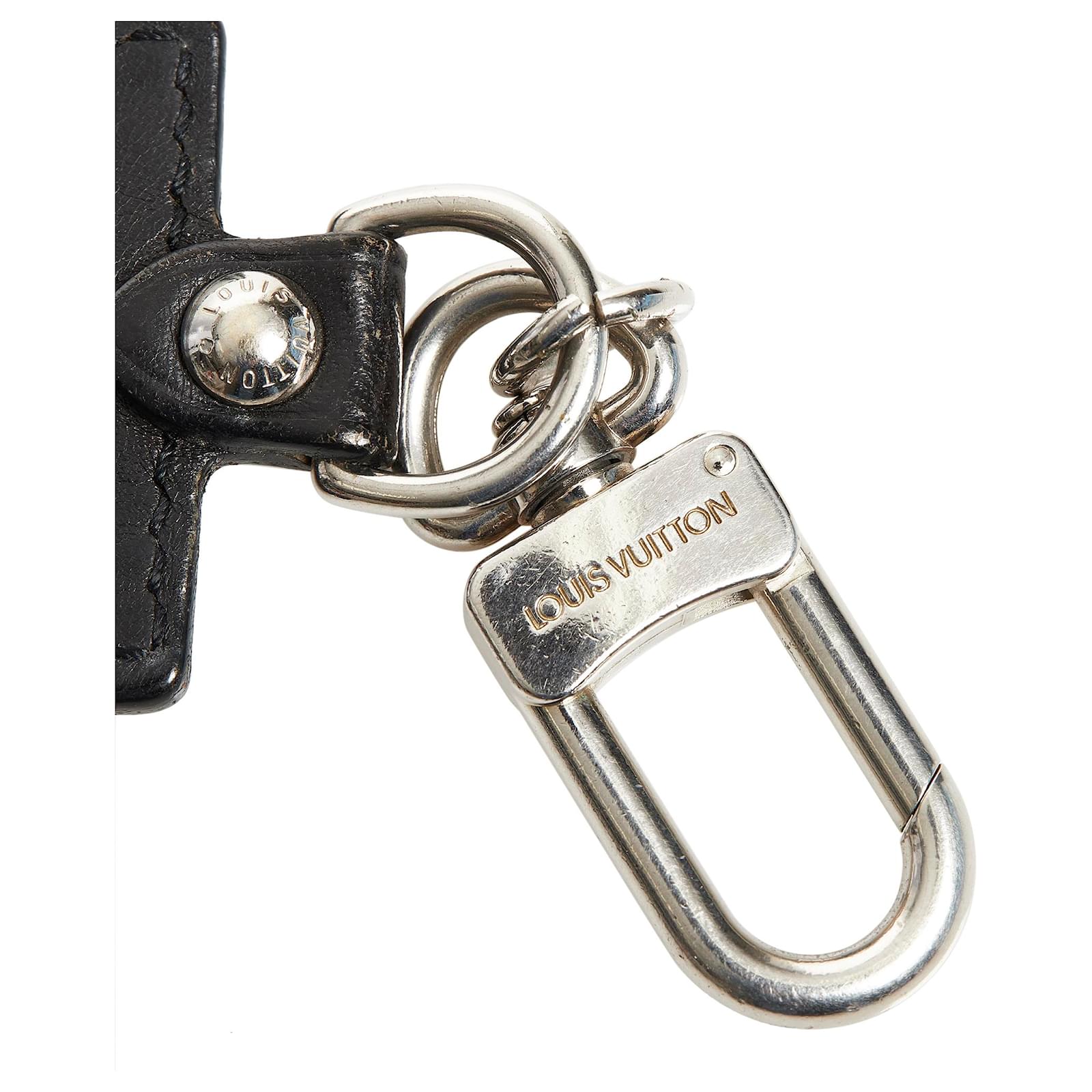 Louis Vuitton Black Leather Key Chain Silvery Metal Pony-style calfskin  ref.542743 - Joli Closet