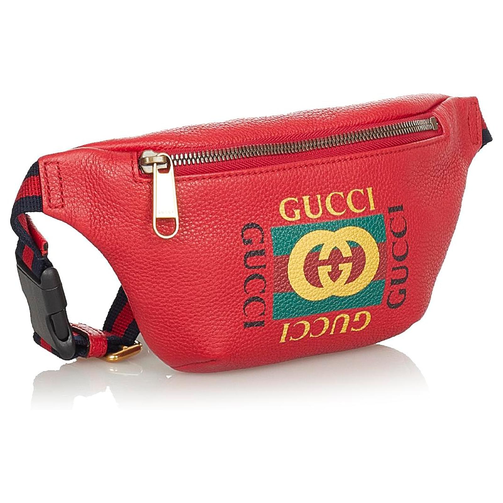 Gucci Red Logo Leather Belt Bag Multiple colors Pony-style calfskin  ref.405728 - Joli Closet