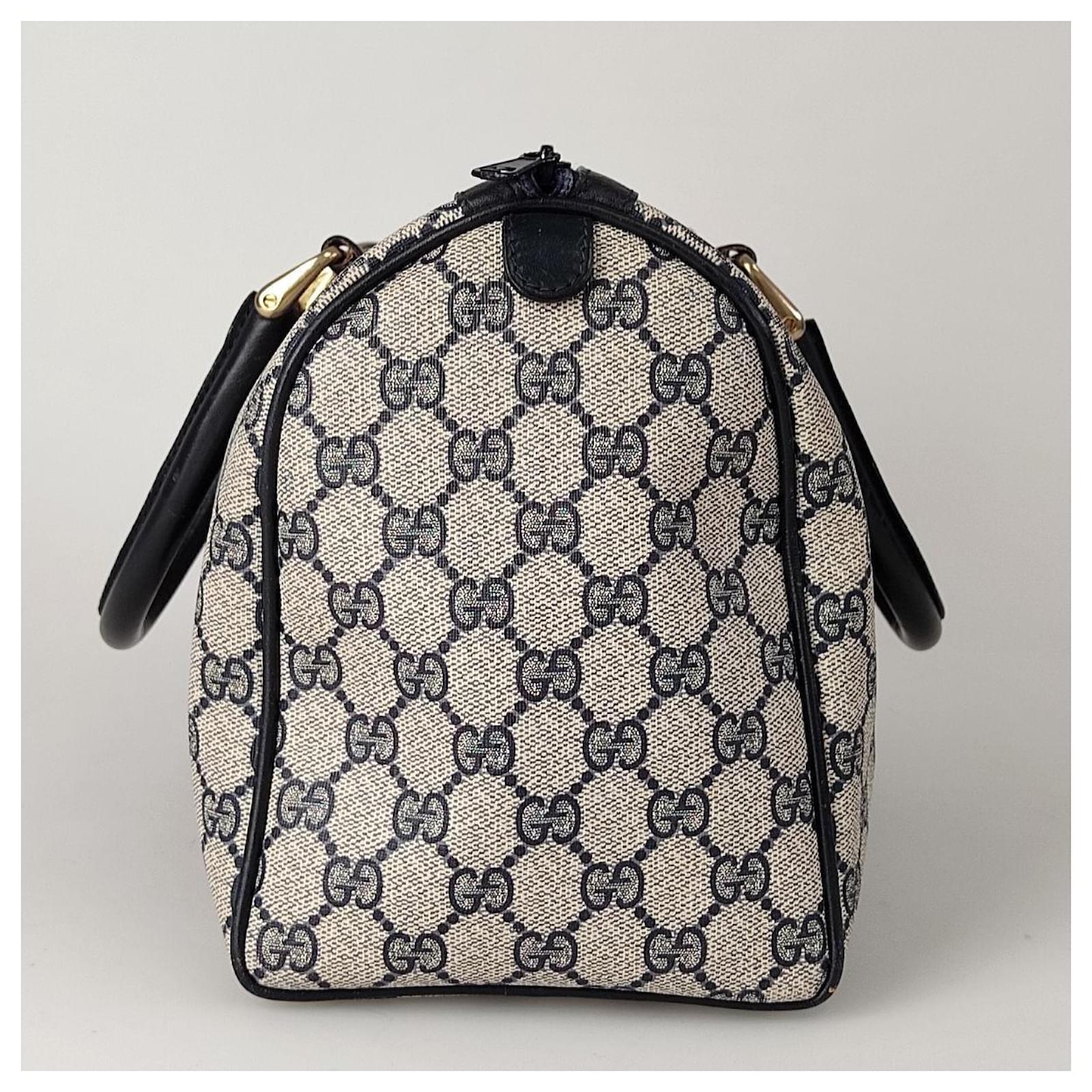 Gucci Boston Bag Sherry Line Leather Size Medium Vintage 1930-1960