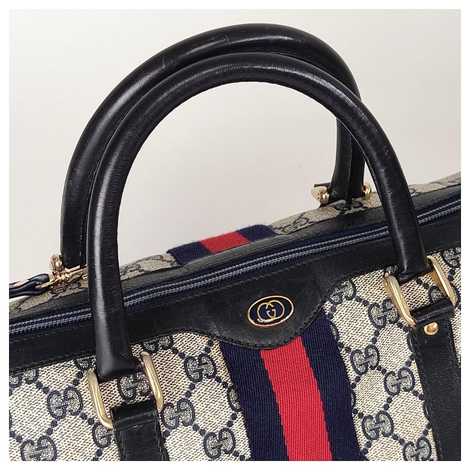 Gucci vintage Sherry line boston bag Blue Grey Cloth ref.542808 - Joli  Closet