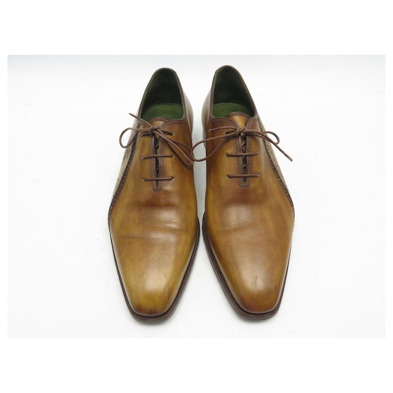 BERLUTI SHOES RICHELIEU ALESSANDRO SCRITTO 9 43 PATINA LEATHER SHOES