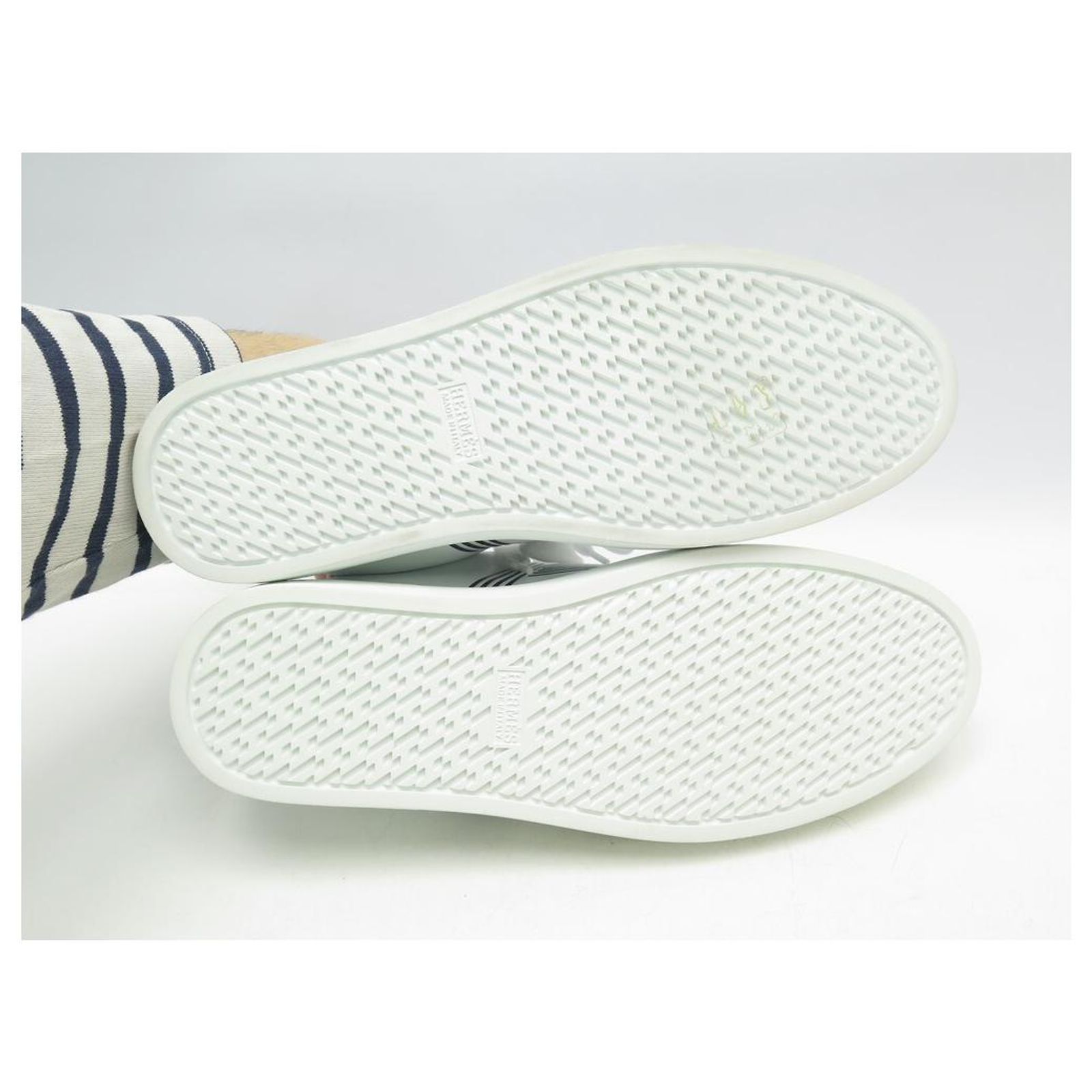 Baskettes Hermès « Bouncing » En Cuir Blanc – Taille 40.5 EU – Neufes Avec Pochette Et Lacets De Rechange