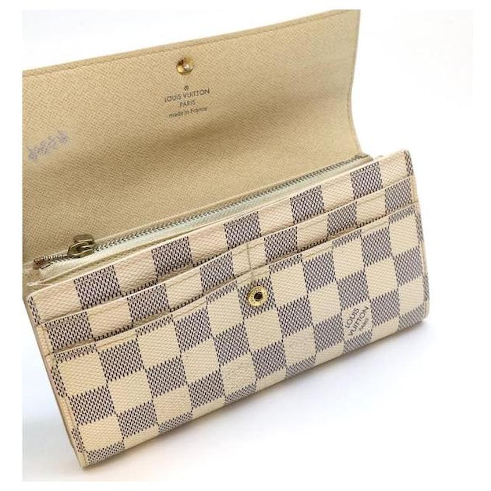 Louis Vuitton Damier Azur Sarah Long Wallet White Leather ref