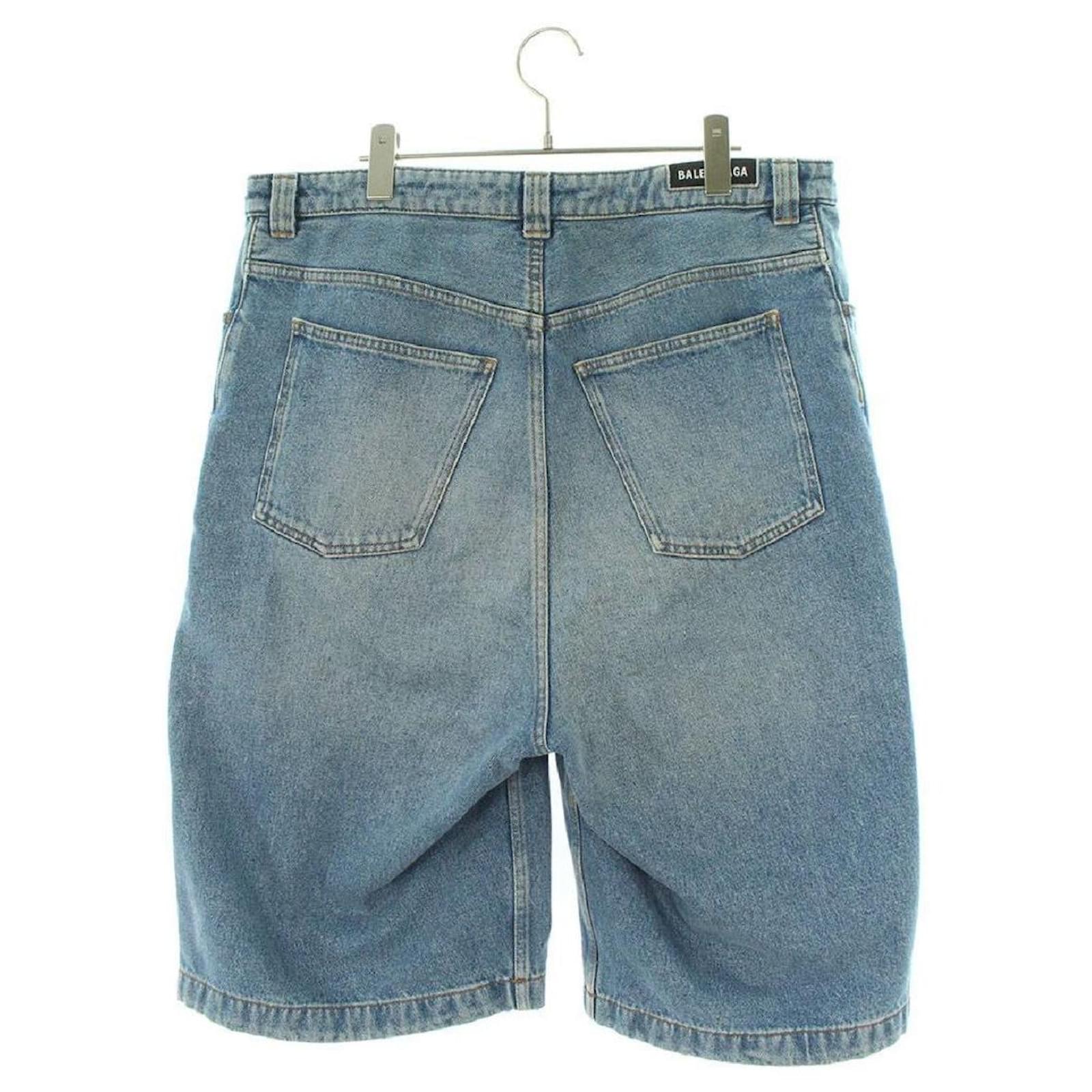 * Balenciaga / BALENCIAGA Size: 33 inches Front logo half pants (blue ...