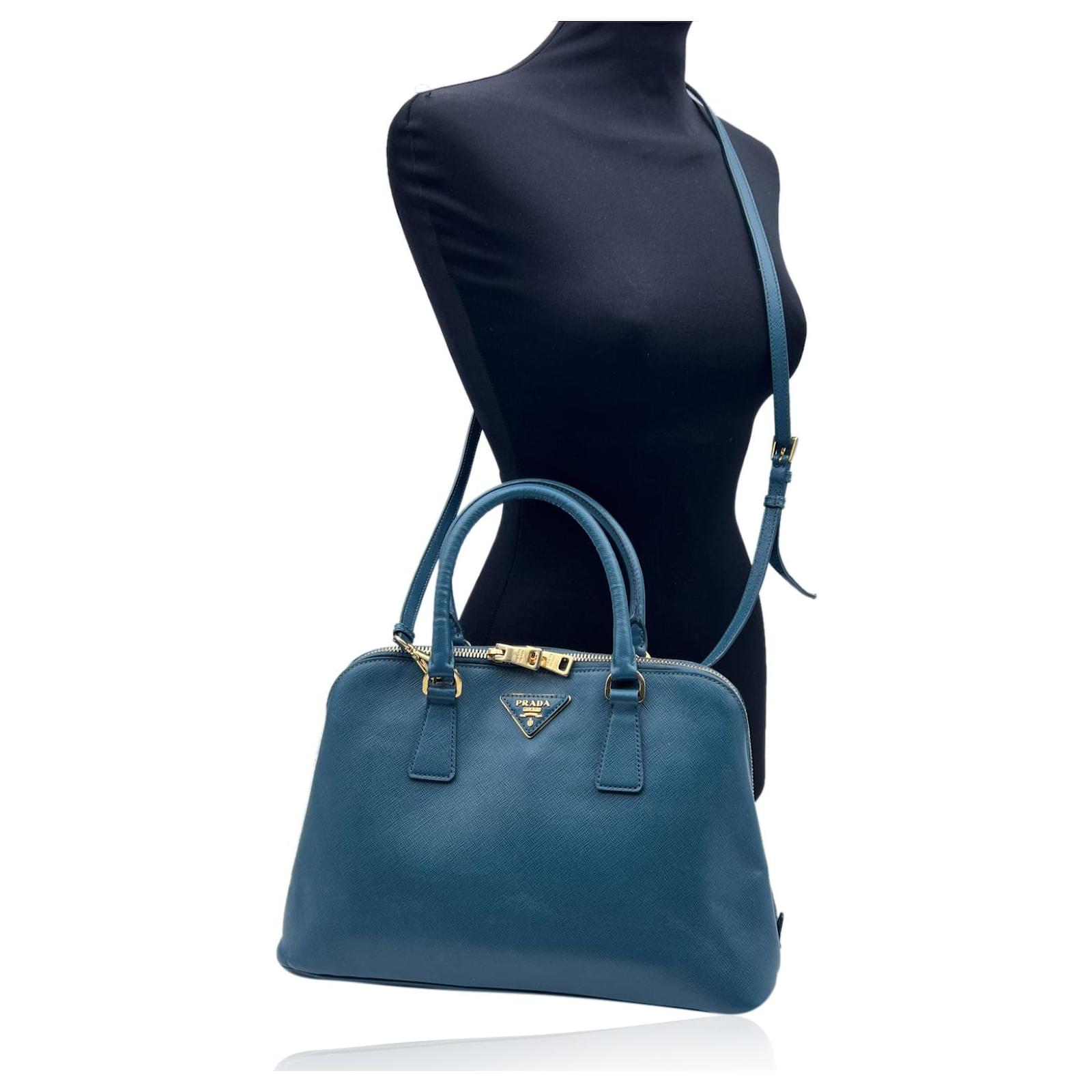 Prada Small Saffiano Lux Promenade Tote - Blue Handle Bags