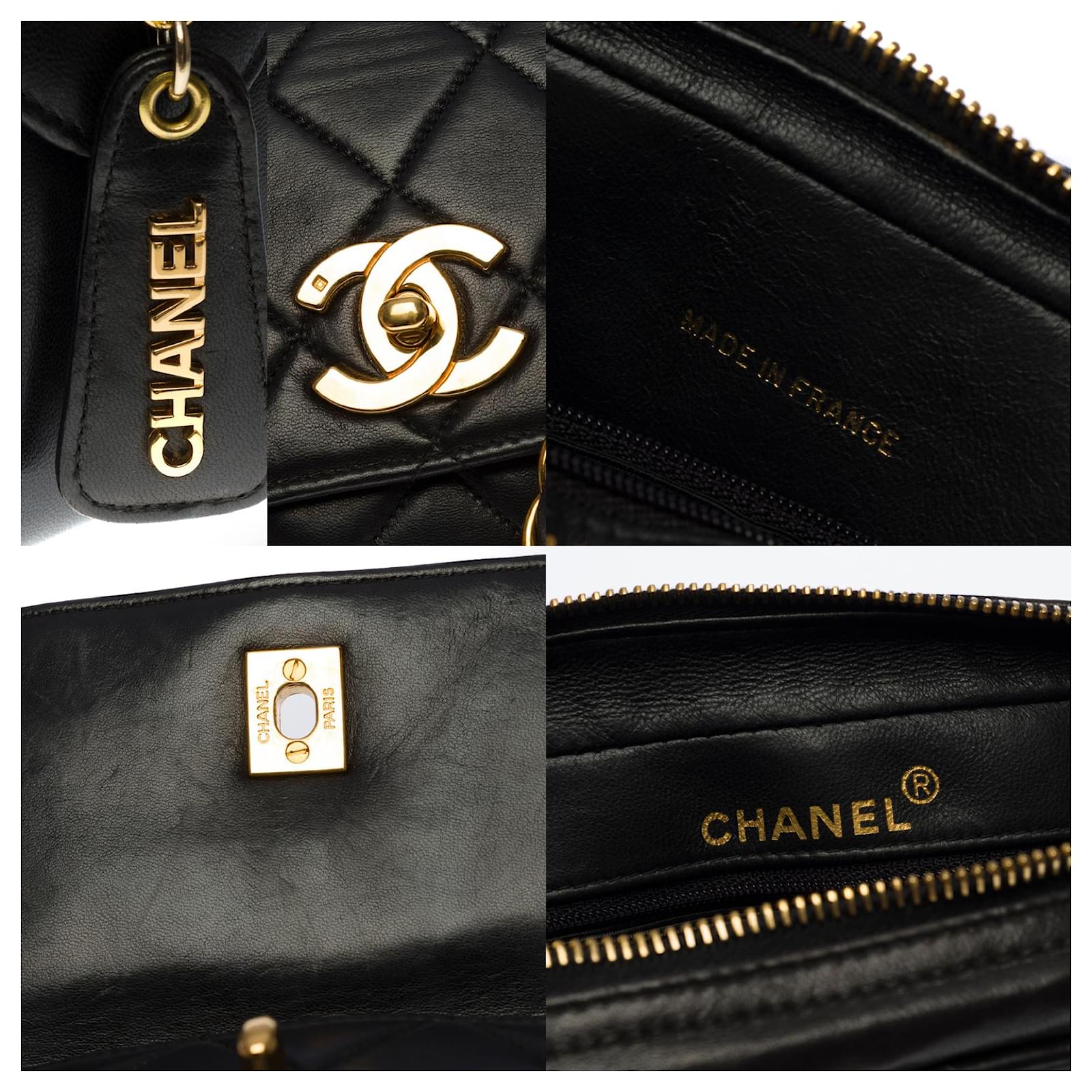 Chanel CC Chevron Front Pocket Camera Bag Black Leather Lambskin  ref.1013144 - Joli Closet