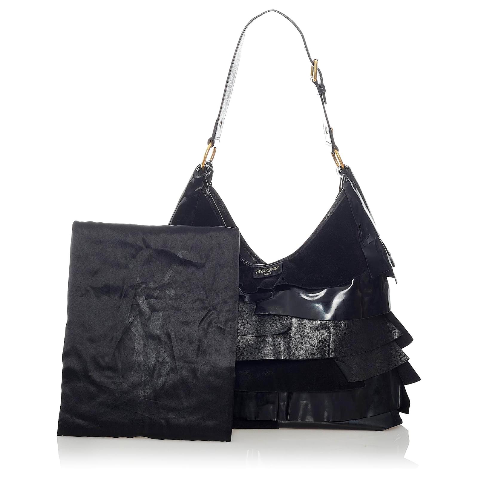 Yves Saint Laurent YSL Black Saint Tropez Suede Shoulder Bag