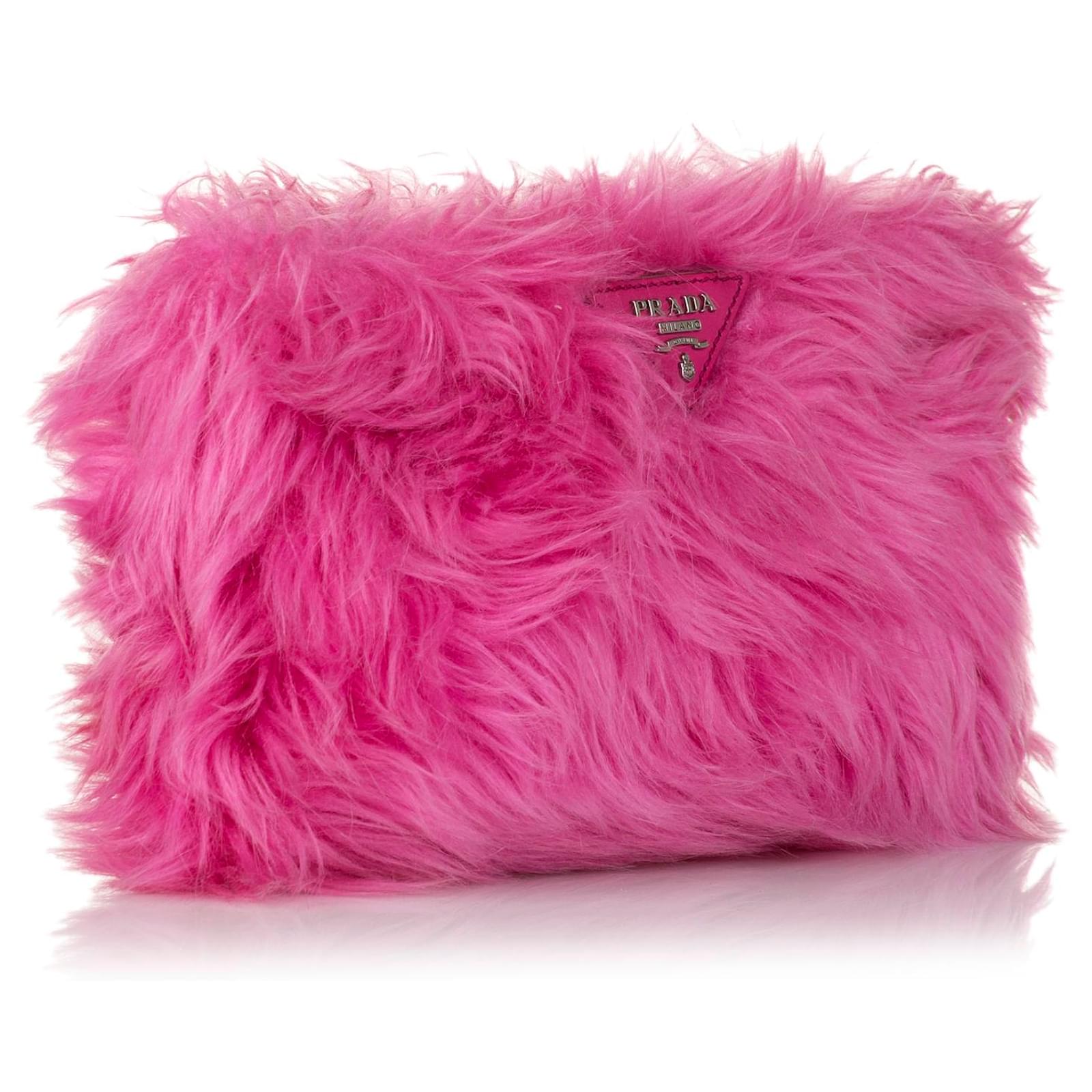 Prada Pink Fur Clutch Bag  - Joli Closet