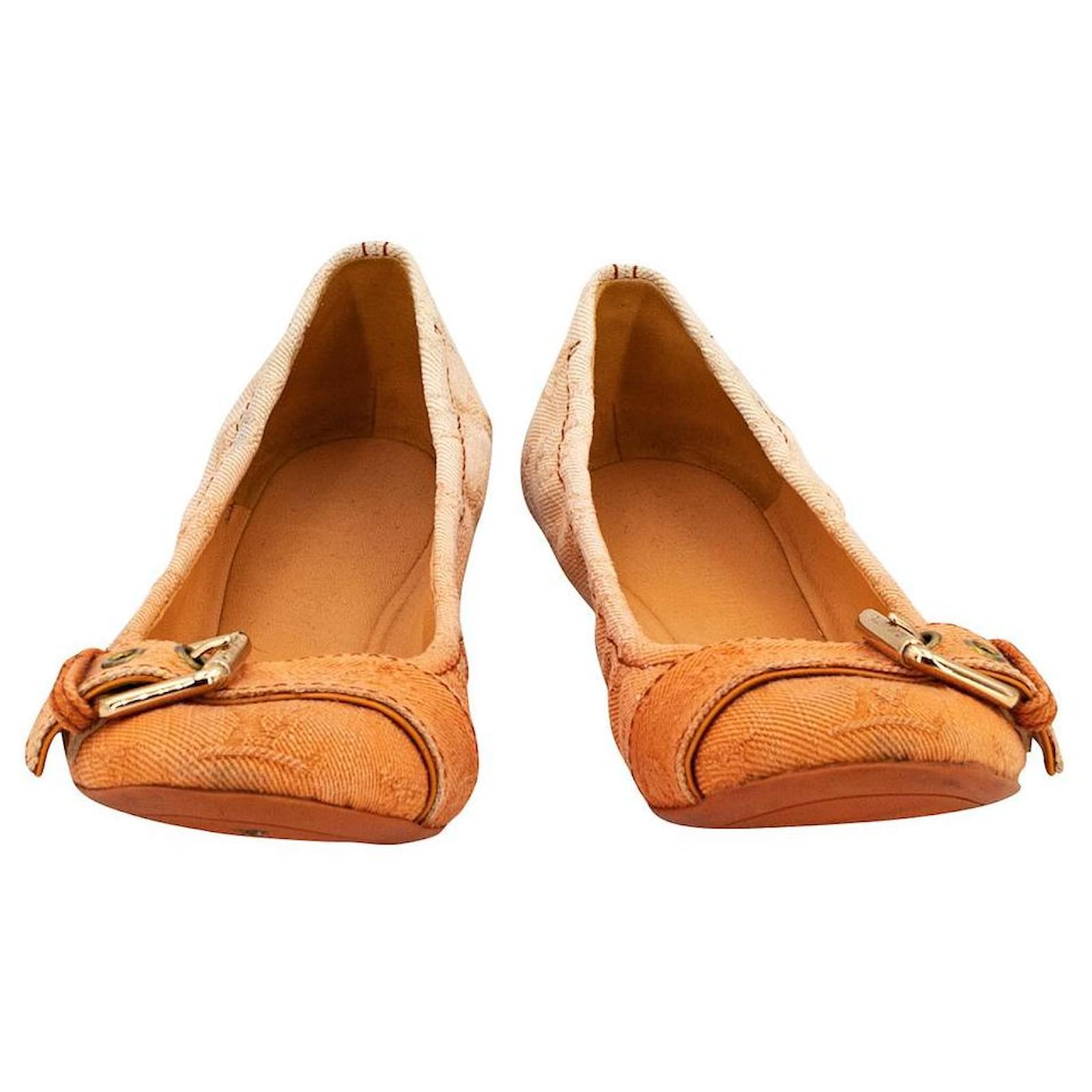 Ballet Flats Louis Vuitton Louis Vuitton Ballerinas in Ombre Orange Cotton with Buckle