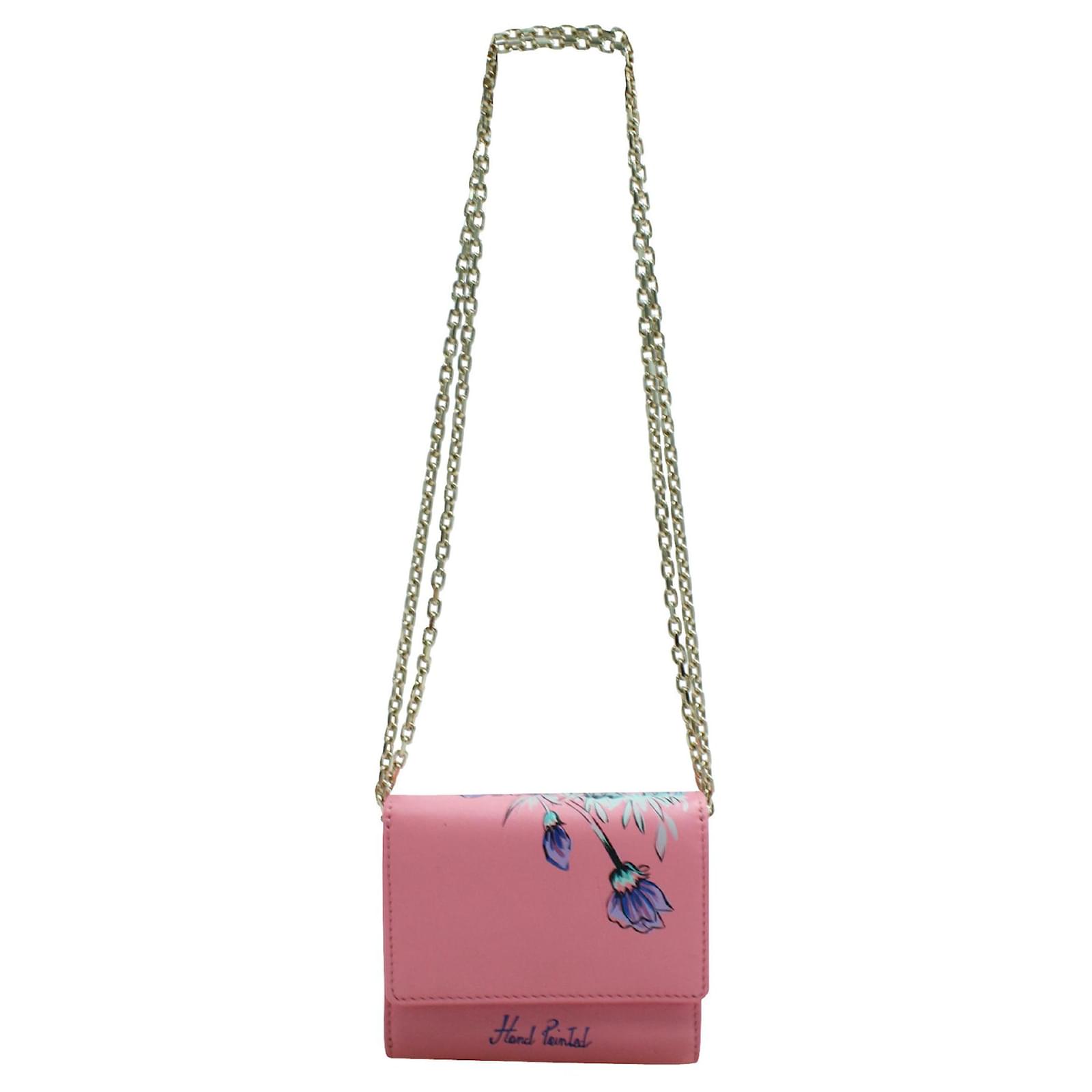 Roger Vivier Pink Compact Wallet/ Chain Mini Shoulder Bag Leather  ref.547664 - Joli Closet