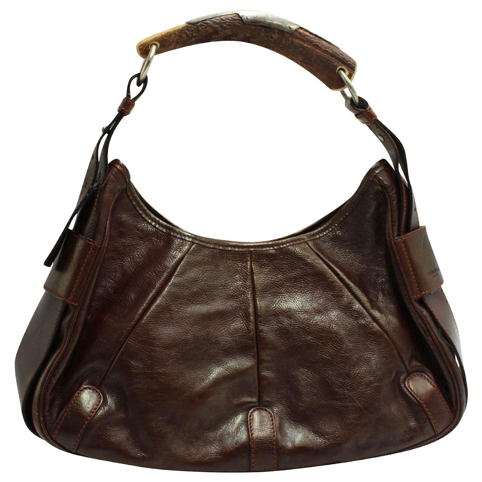 Used] Yves Saint Laurent YSL Logo Leather Vintage Cutout Shoulder Bag  Pochette Brown ref.505448 - Joli Closet