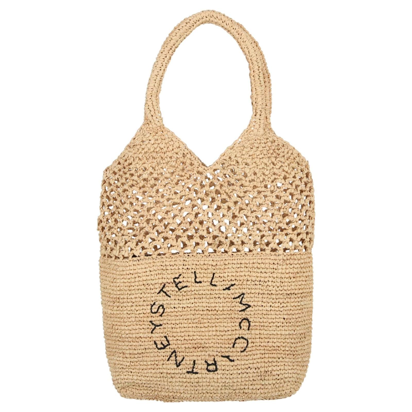 Stella Mc Cartney Logo Raffia Tote Brown ref.548701 - Joli Closet