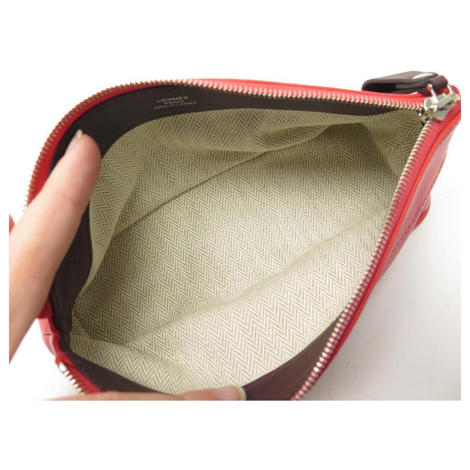 Hermès NEW HERMES POUCH POUCH IN RED LEATHER + BOX NEW PENCIL CASE