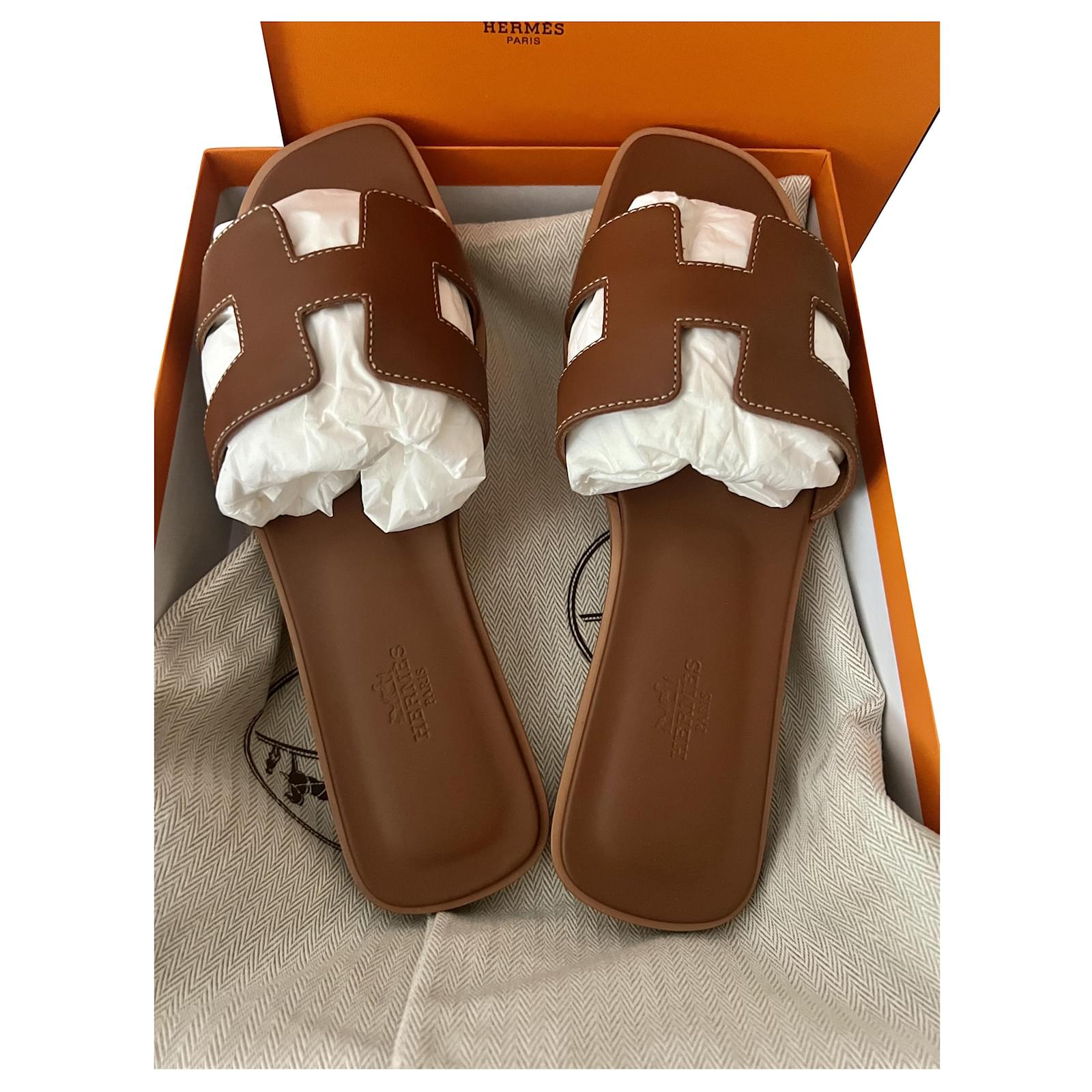 Hermès Hermes Oran Fourrure Marron clair ref.584753 Joli Closet