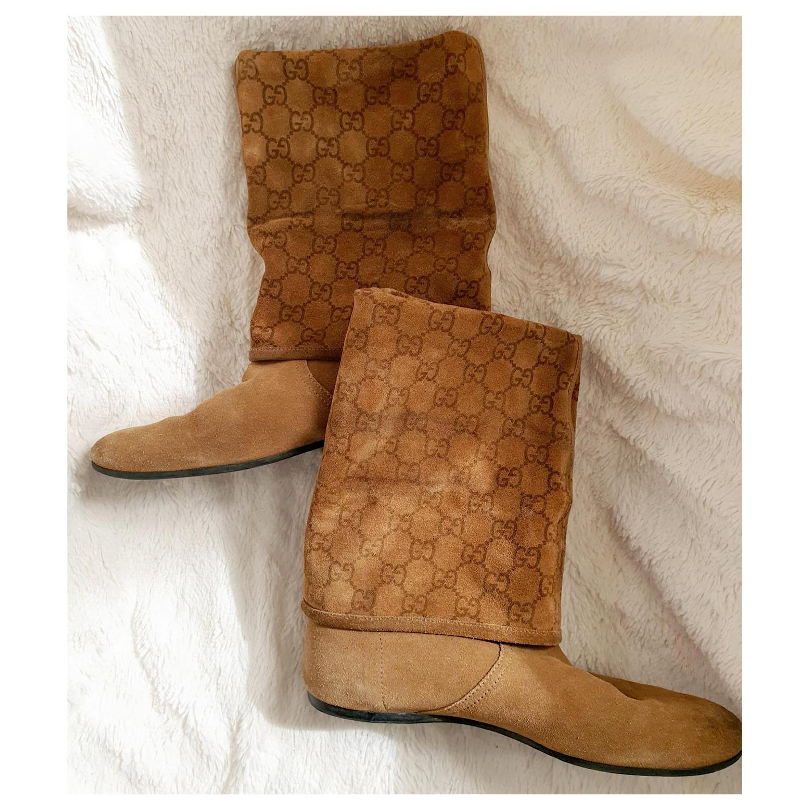 Gucci p boots 40,5 Beige Fur Deerskin ref.185306 - Joli Closet