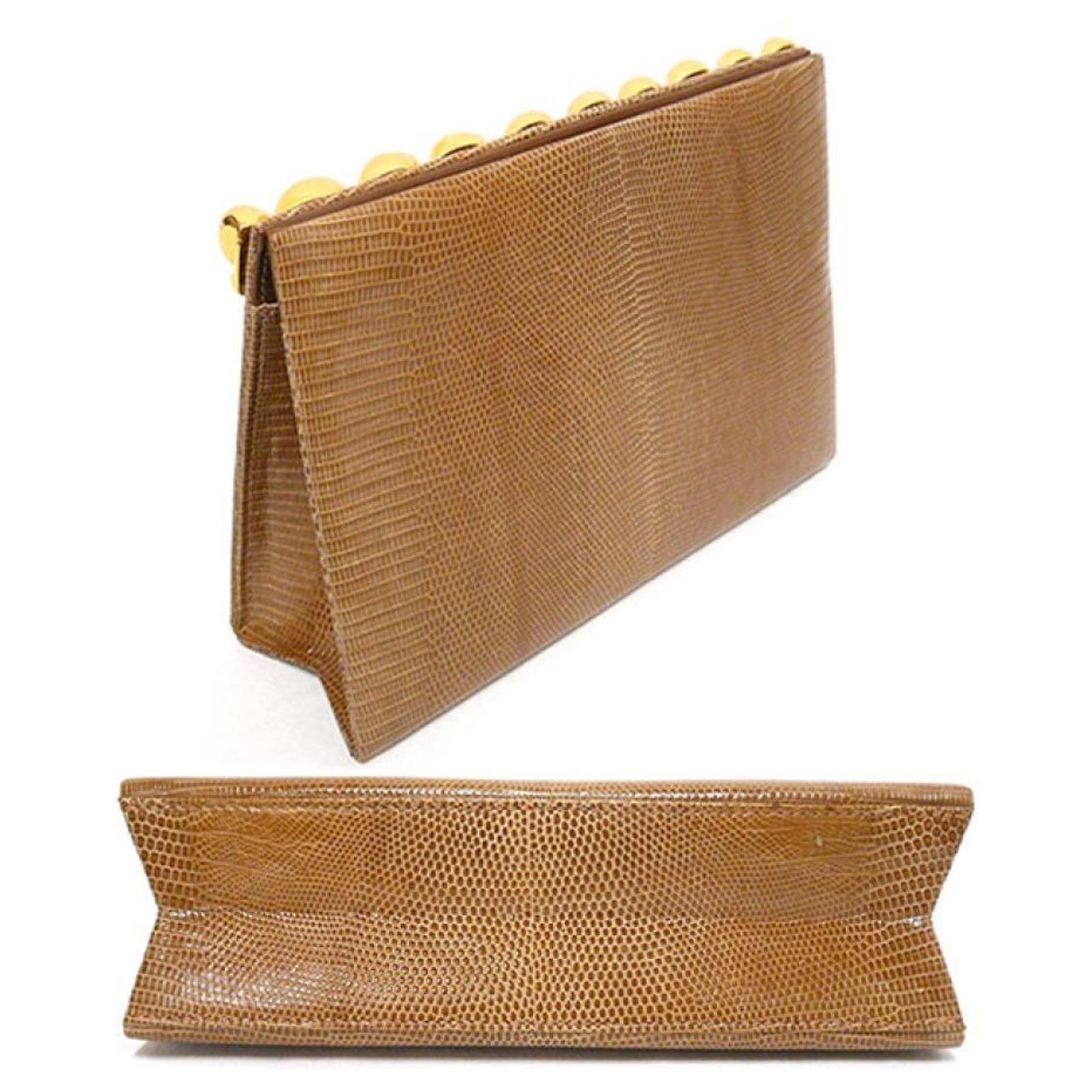Pochette Vintage Patchwork Cuir Lézard - Jean Charles - Occasion Très Bon état
