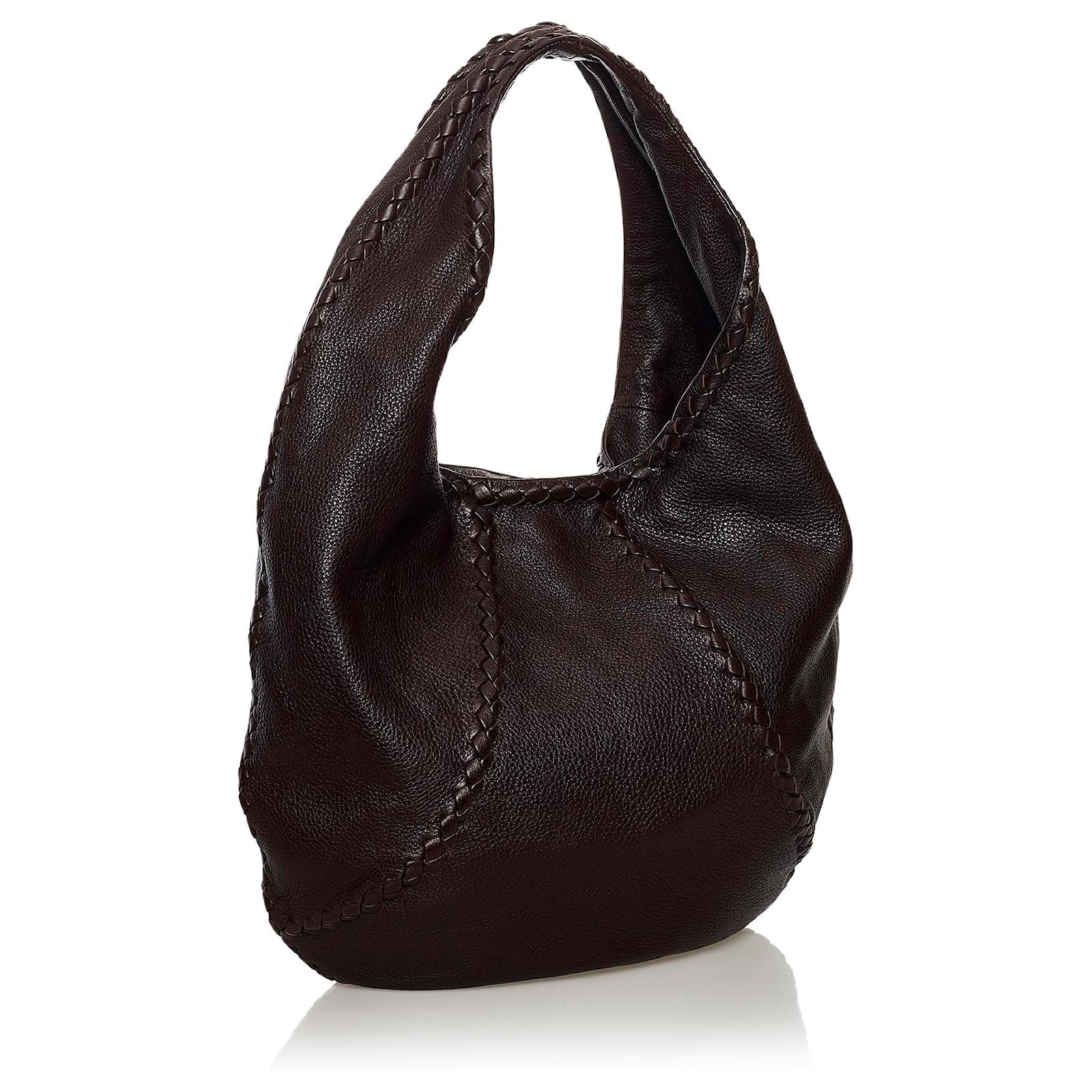 Bottega Veneta Brown Baseball Leather Hobo Bag Dark brown Pony-style ...