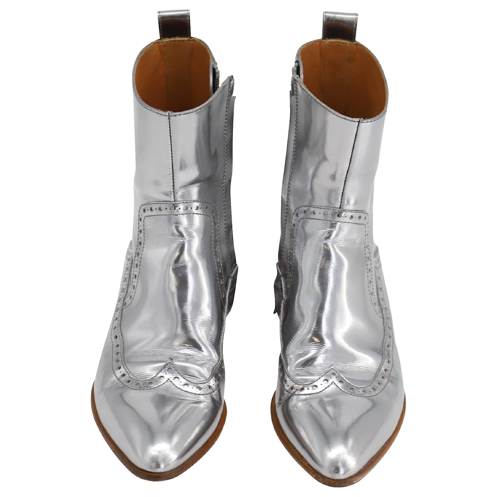 silver western ankle boots