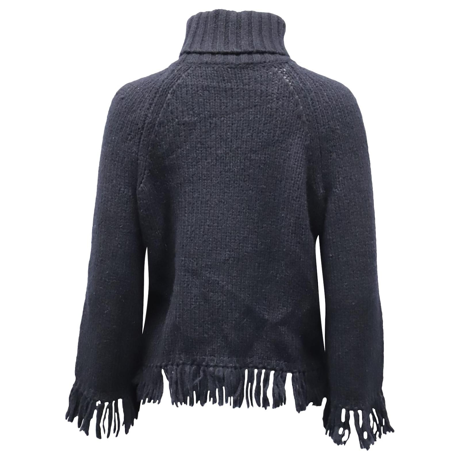 TORY BURCH Black store Jennifer Fringe Sweater