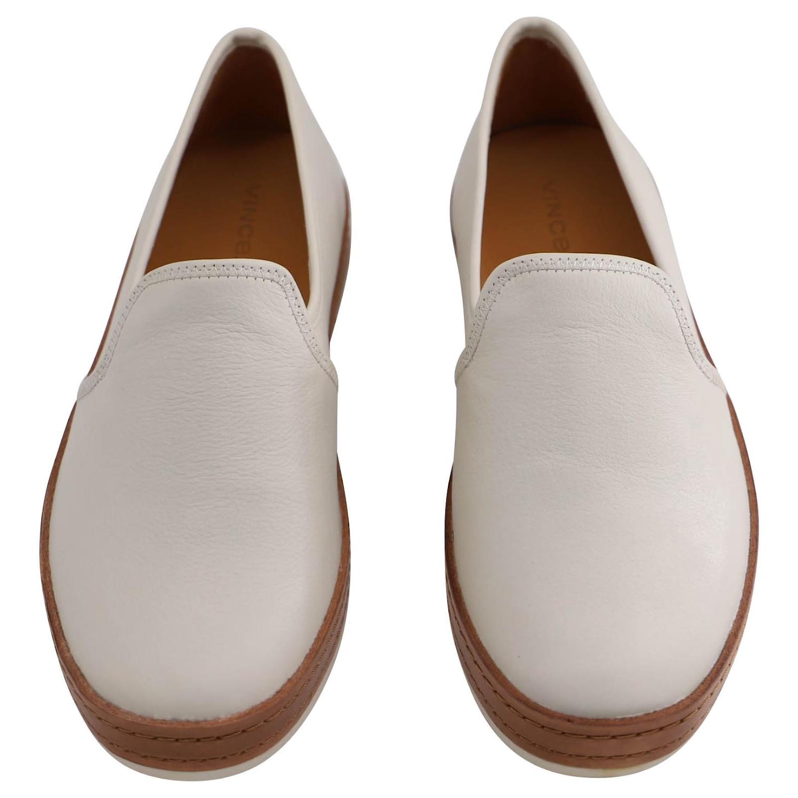 Vince Canella SlipOn Sneakers in White Leather Cream ref.553856 Joli