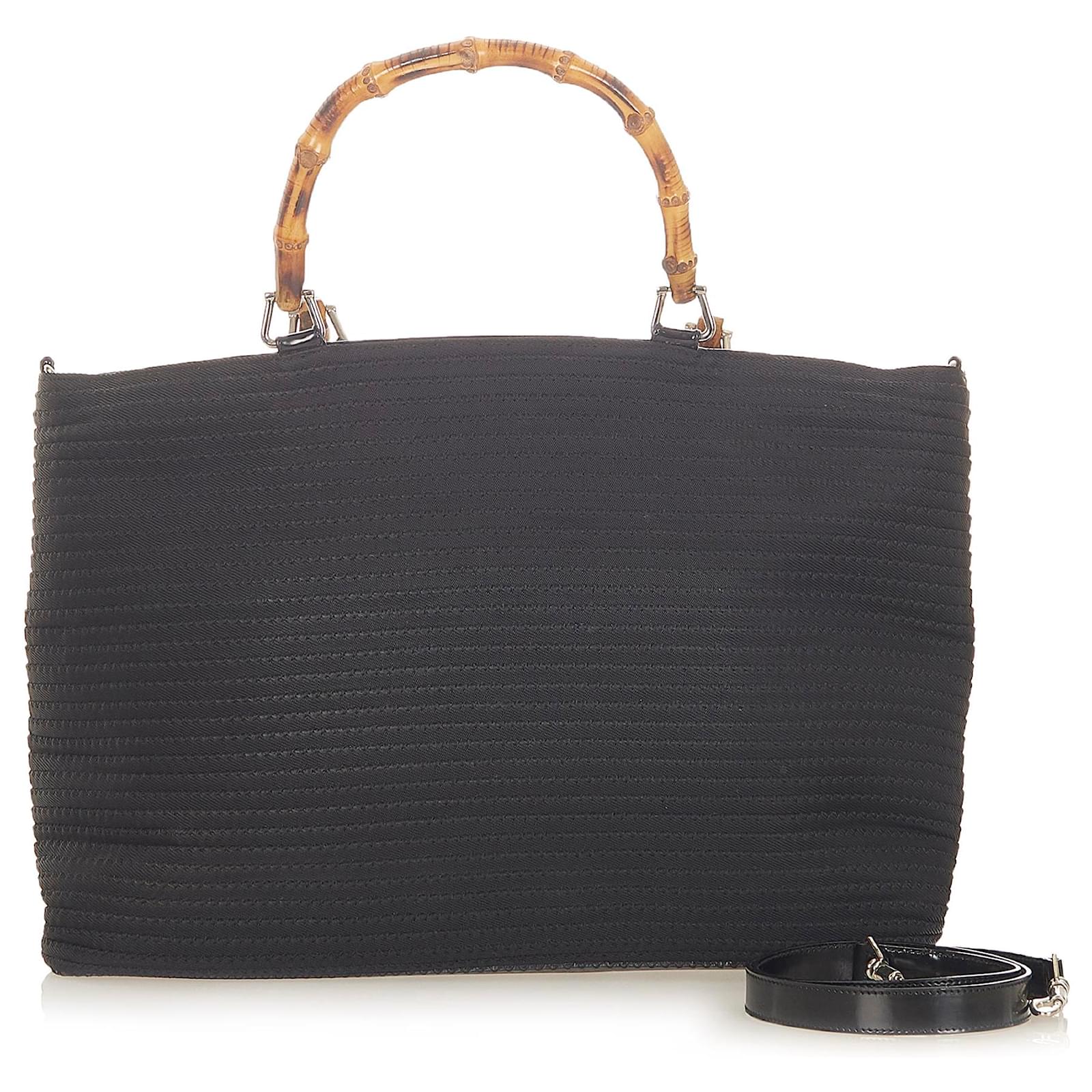 gucci-black-bamboo-nylon-satchel-cloth-ref-554160-joli-closet