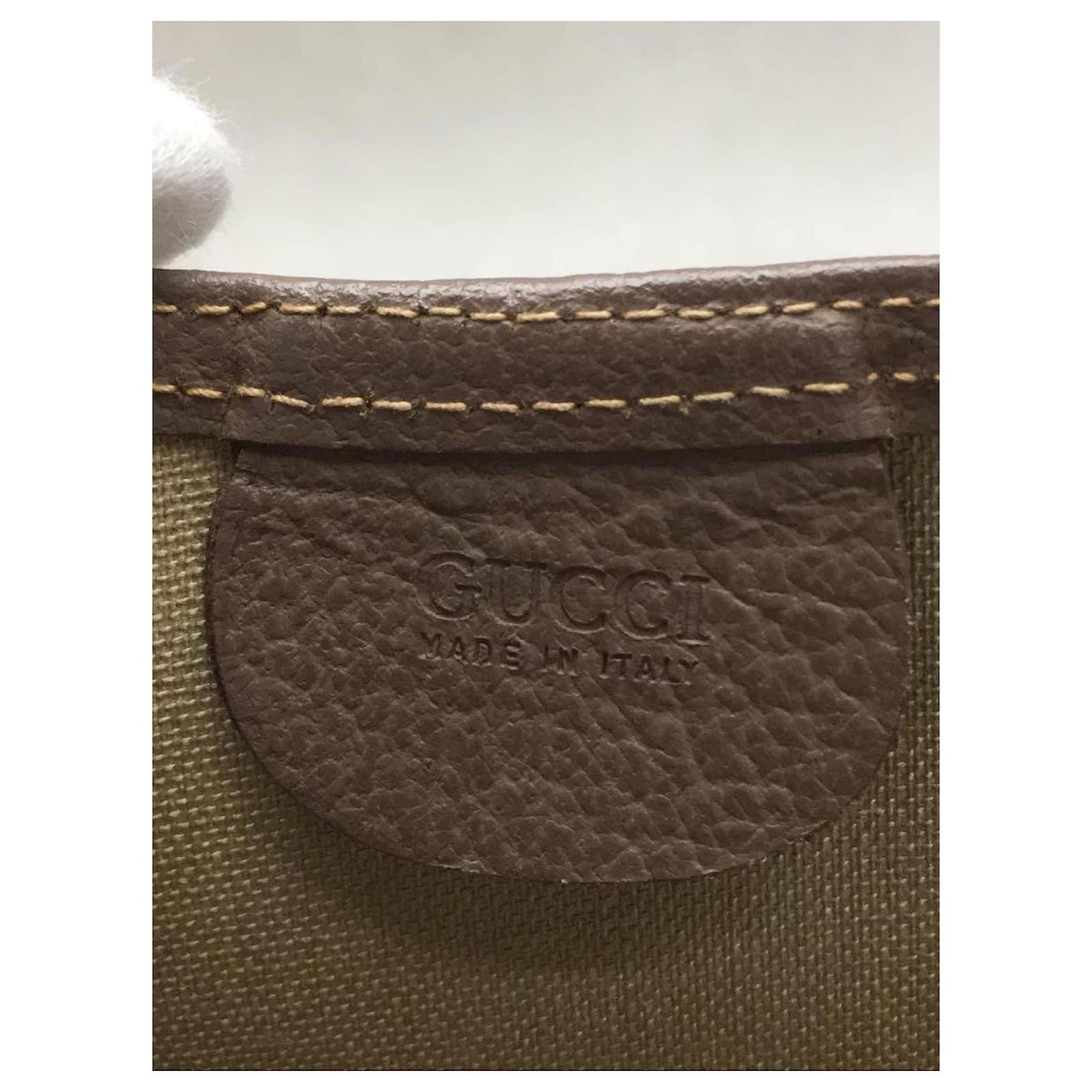 GUCCI Tote bag GG plus / PVC / BRW Brown Leather ref.554458 - Joli Closet