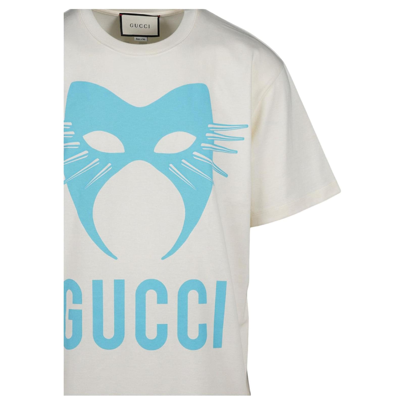 Descolorar vesícula biliar motor Camiseta con cuello redondo y logotipo de Gucci Blanco Algodón ref.555618 -  Joli Closet