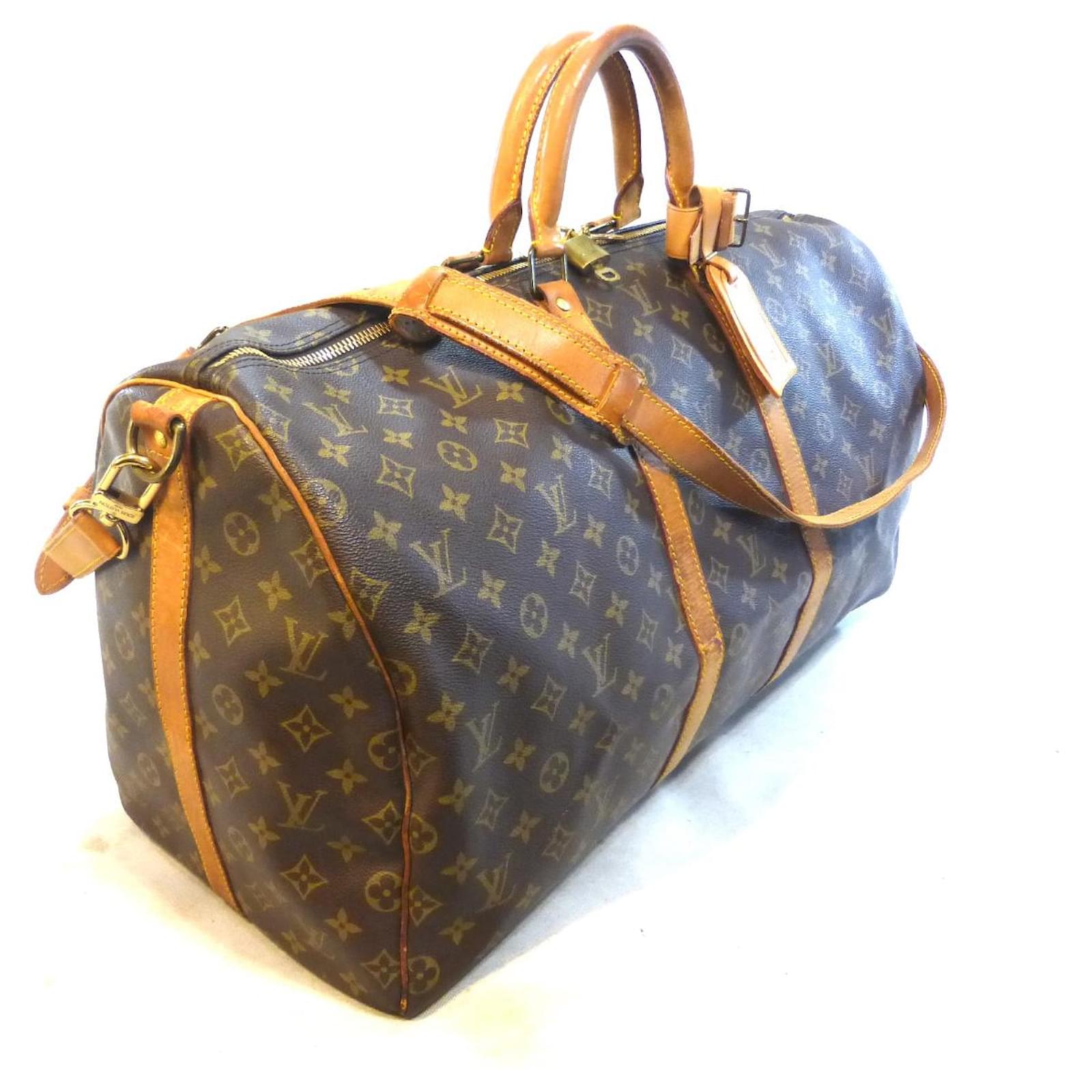 Louis Vuitton keepall 55 monogram shoulder strap Brown Leather ref.657744 -  Joli Closet