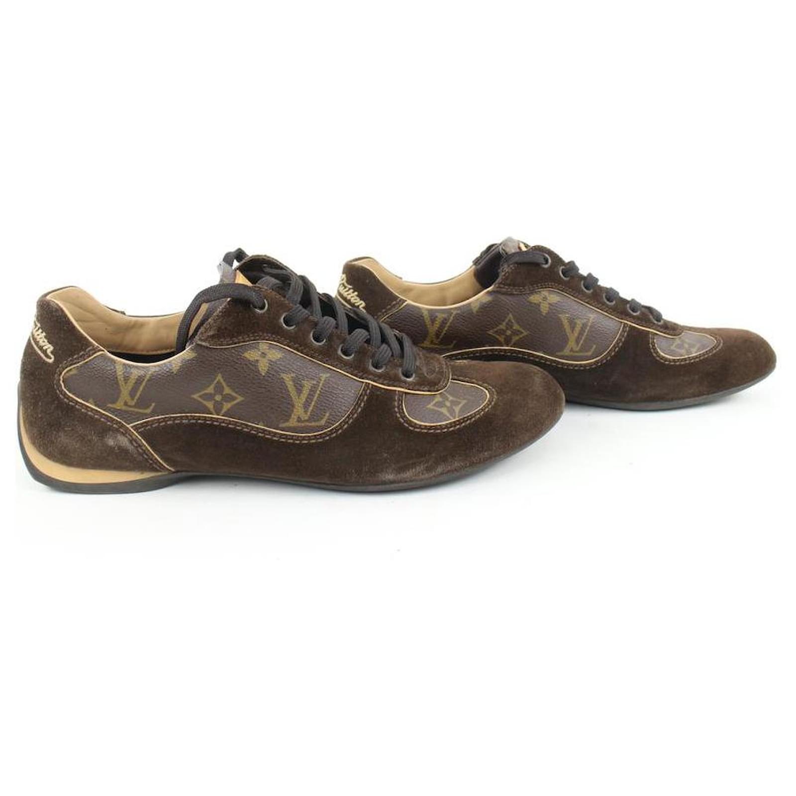 Louis Vuitton men's 7 US Brown Suede Monogram Energie Sneaker Full Set  ref.556617 - Joli Closet
