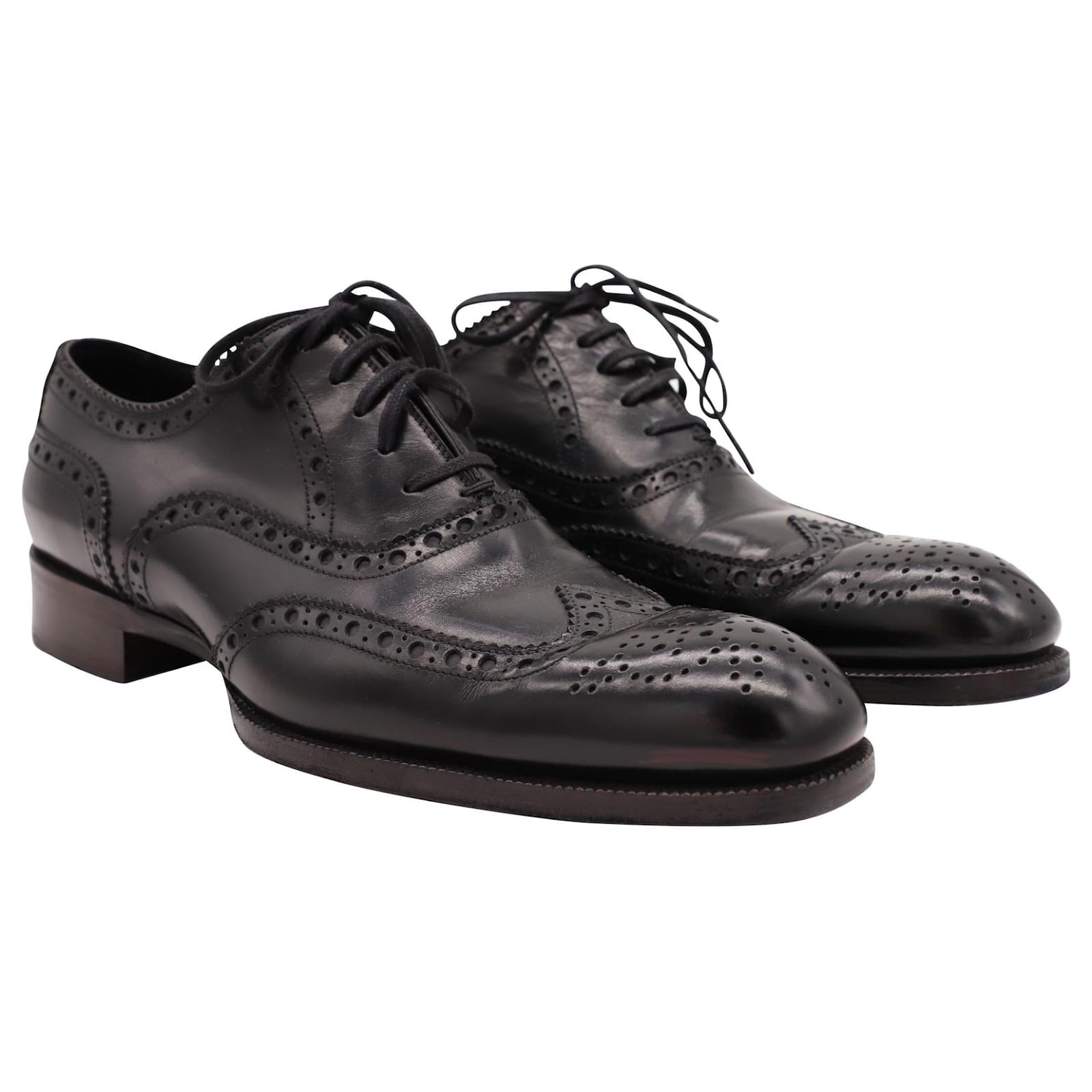 Tom Ford Gianni Cap Toe Brogues in Black Leather  - Joli Closet