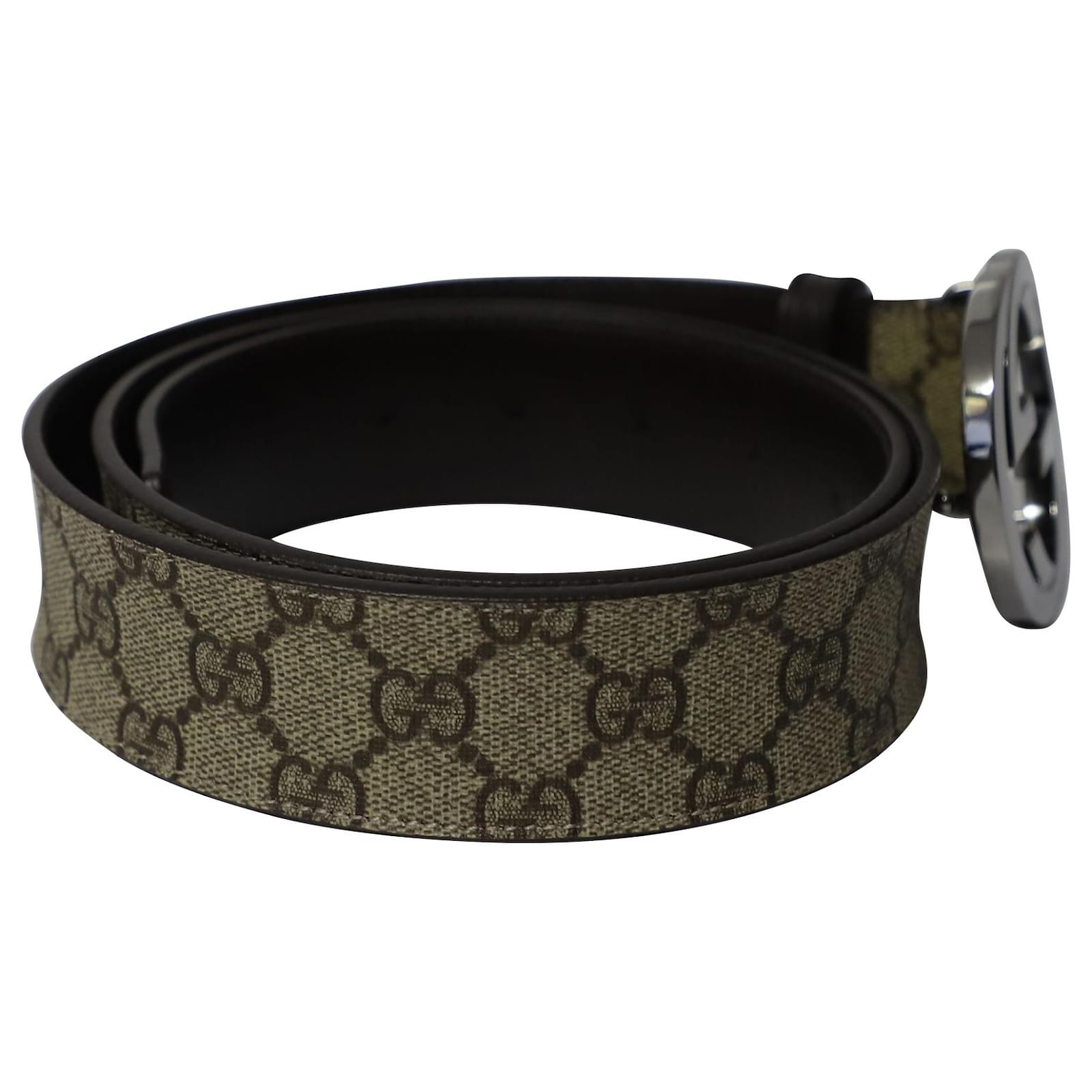 Black GG-buckle GG Supreme-canvas belt, Gucci