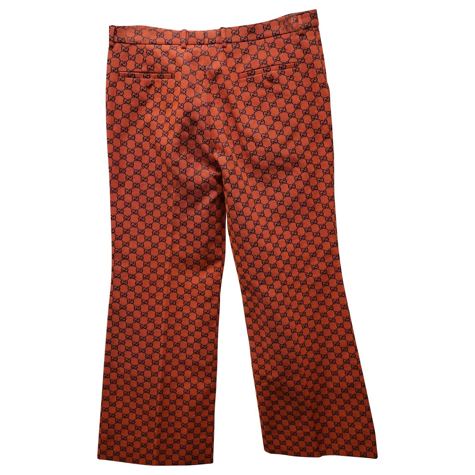 Pantalones Gucci acampanados con GG en algodón naranja
