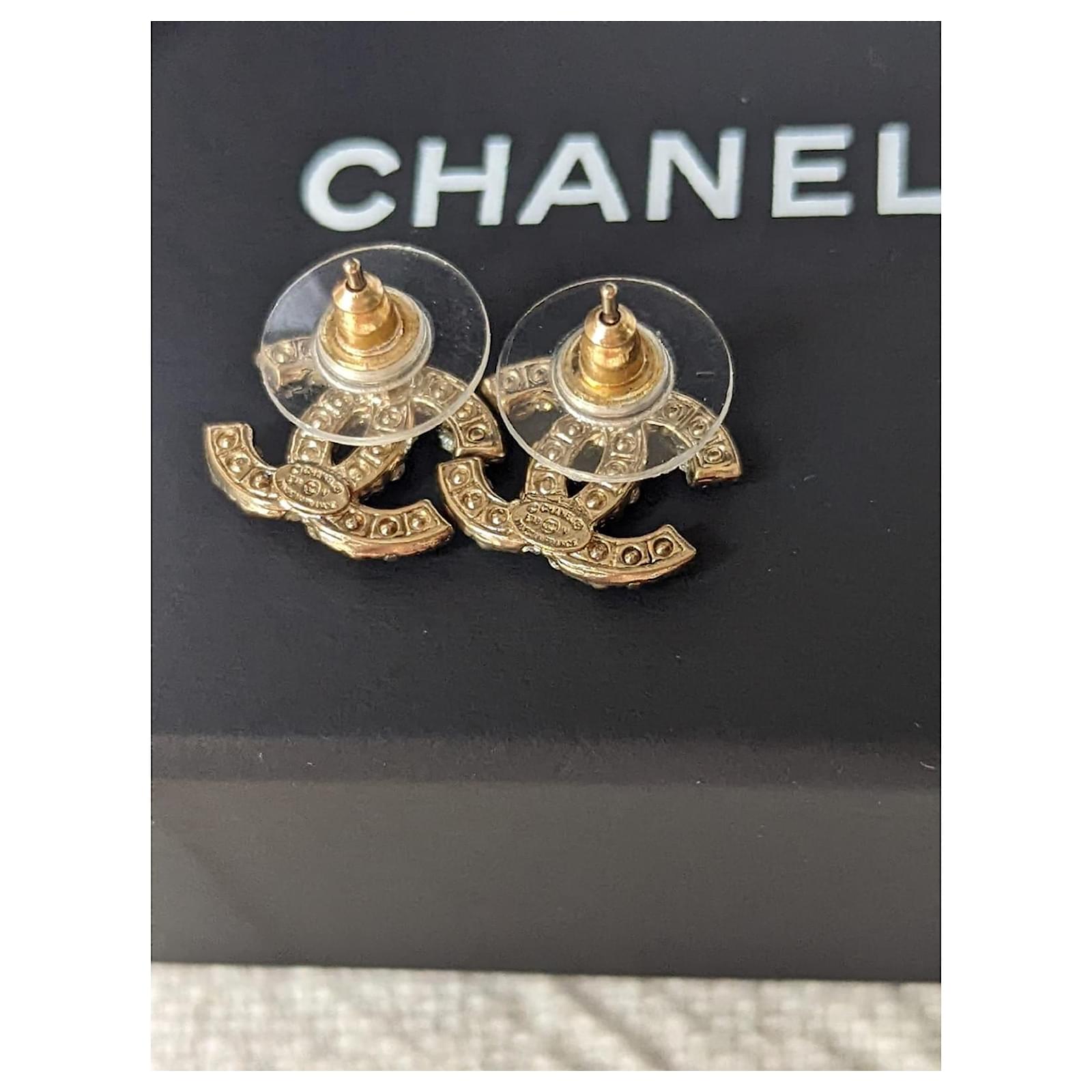 CC E18V Logo Classic Pearl Crystal GHW Earrings box receipt