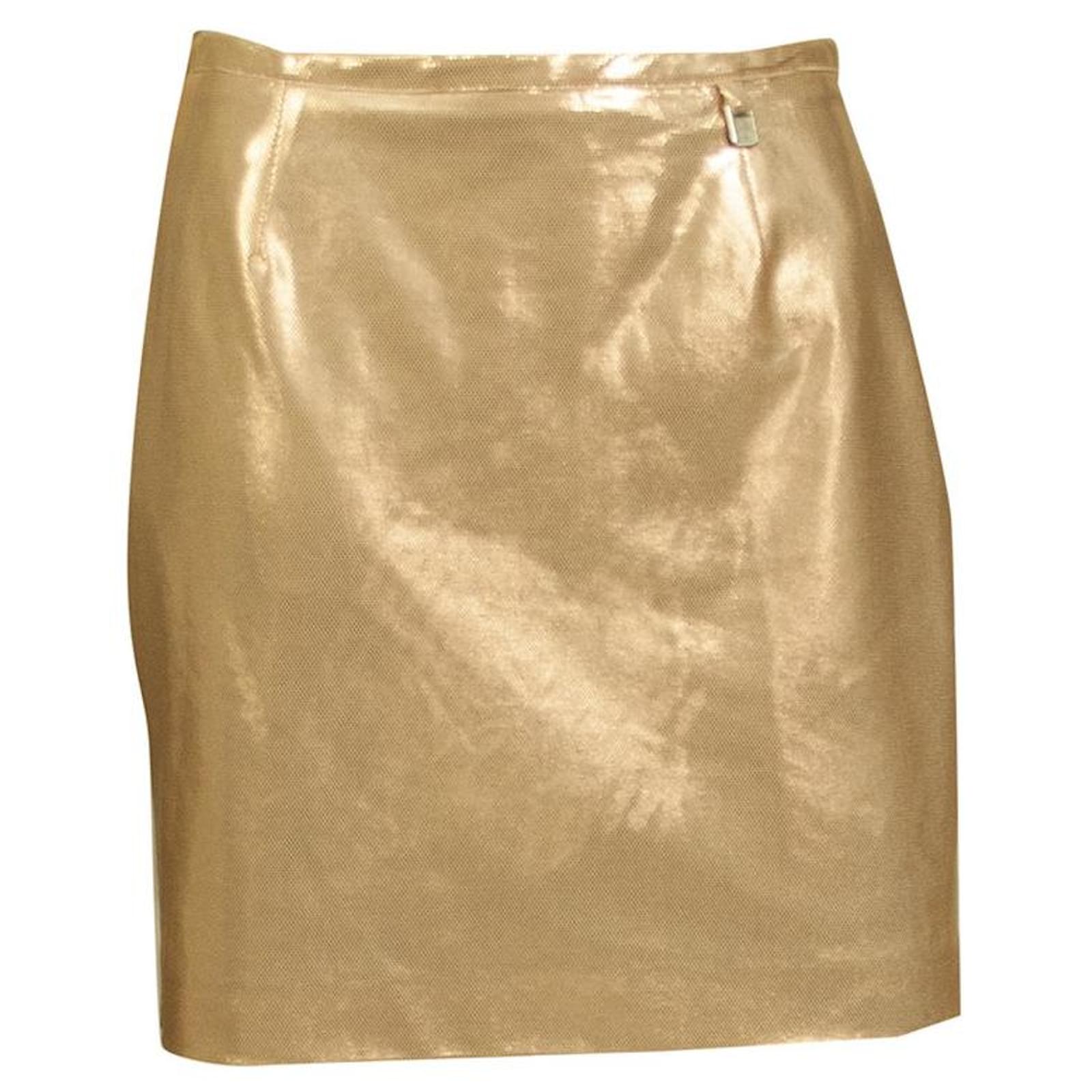 ミニスカート VERSACE Women Mini Skirts 10008291A04236 5B000 GOLD Versace Barocco Print Miniskirt | italist