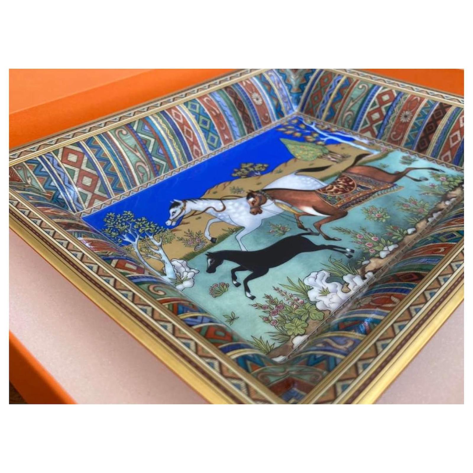 Hermes Chaine d'Ancre Ashtray Blue porcelain Change Tray 15.5 cm - art Japan Exp