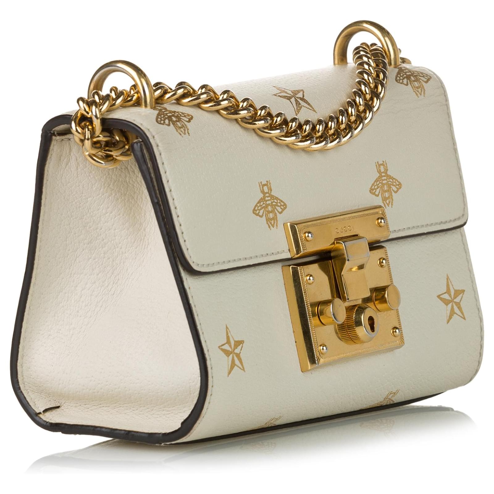 Gucci White Small Padlock Bee Star Crossbody Bag Golden Leather Pony-style  calfskin ref.570072 - Joli Closet