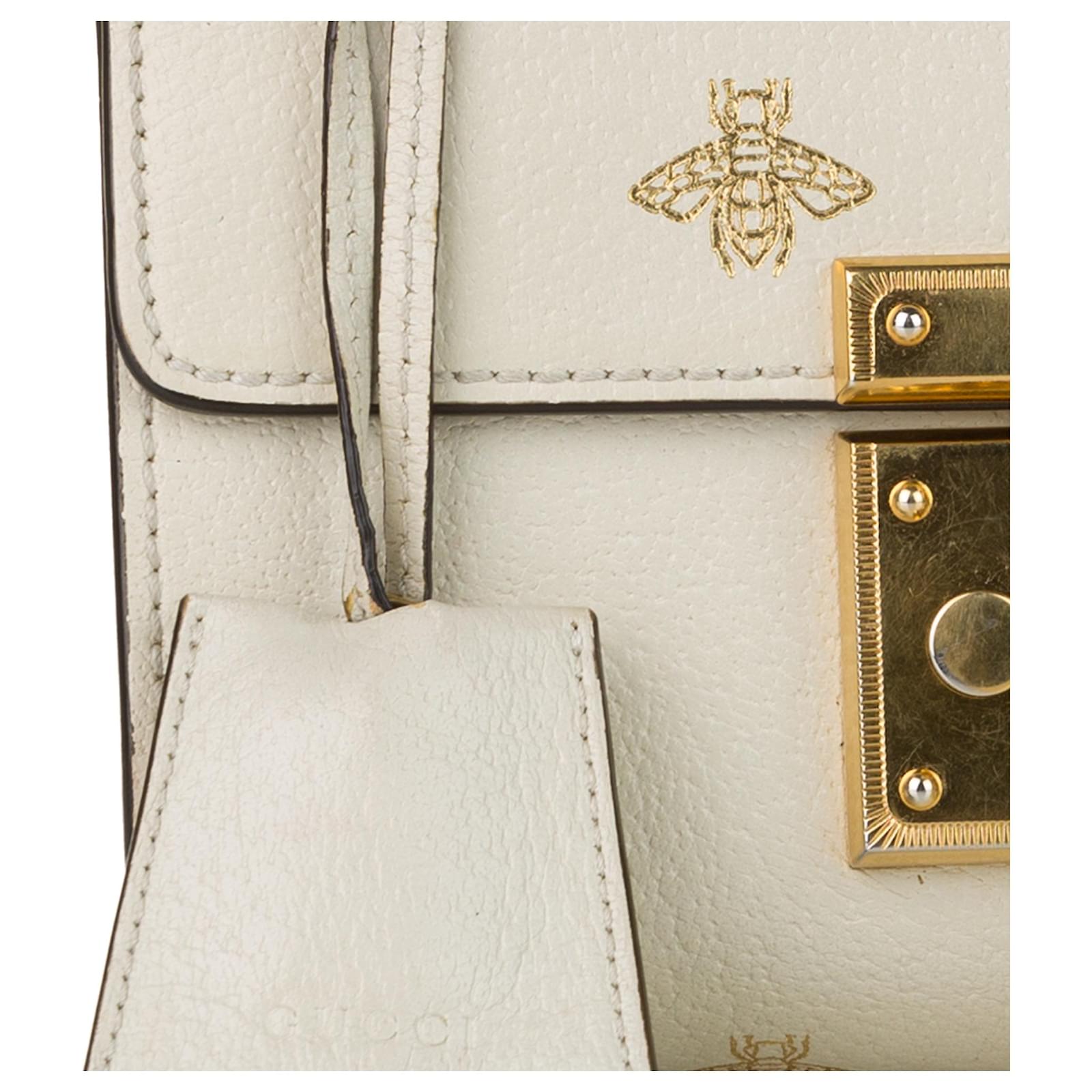 Gucci Padlock Bee Star Wallet on Chain White Leather ref.412034 - Joli  Closet