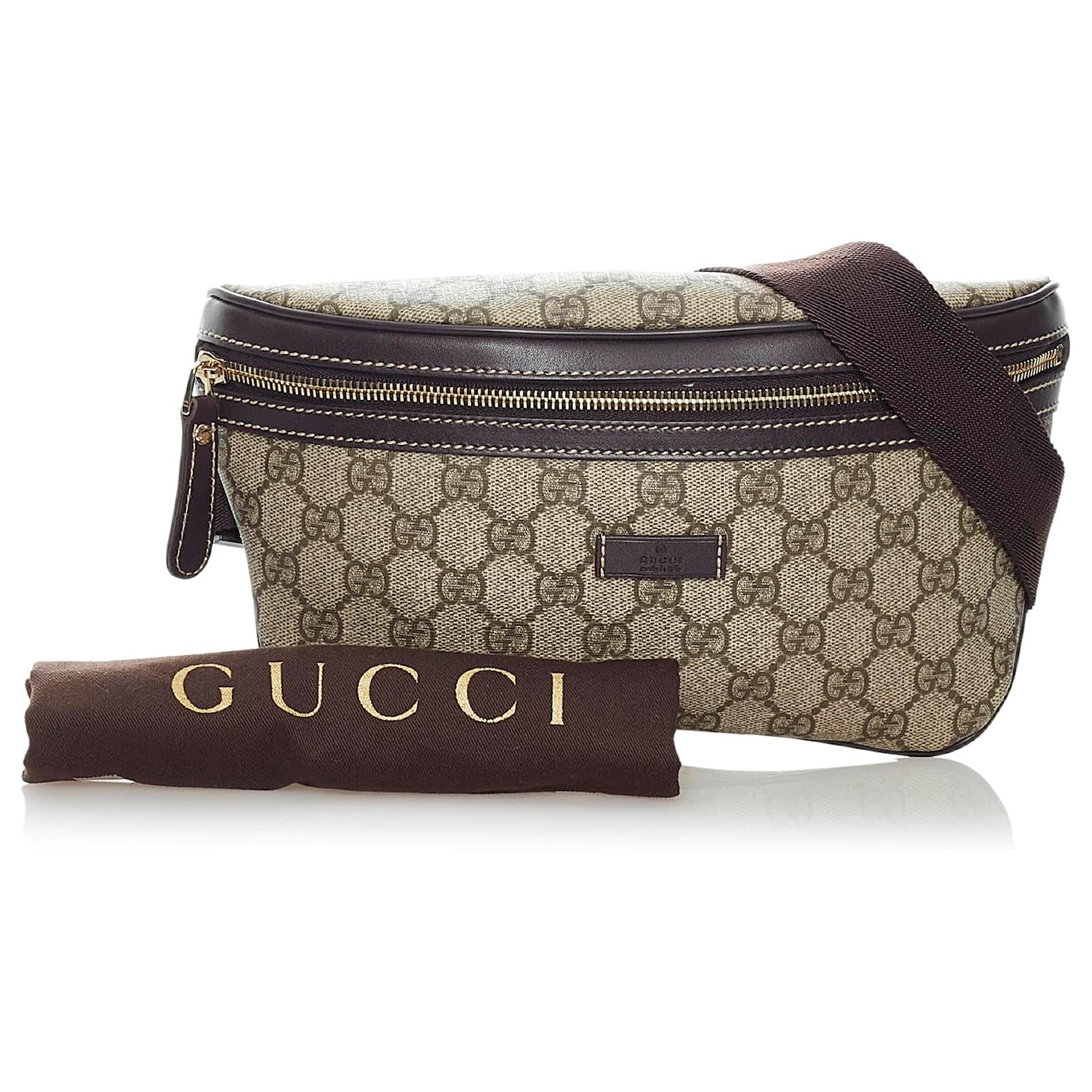 Gucci Brown Medium GG Supreme Fake/Not Backpack Pony-style calfskin Cloth  ref.956663 - Joli Closet