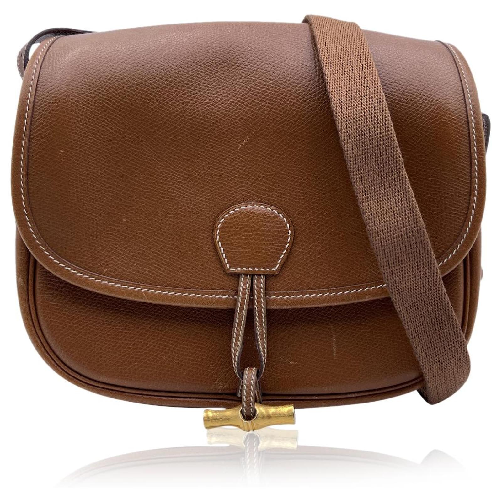Hermès Hermes Vintage Beige cuir Crossbody sac à bandoulière bambou