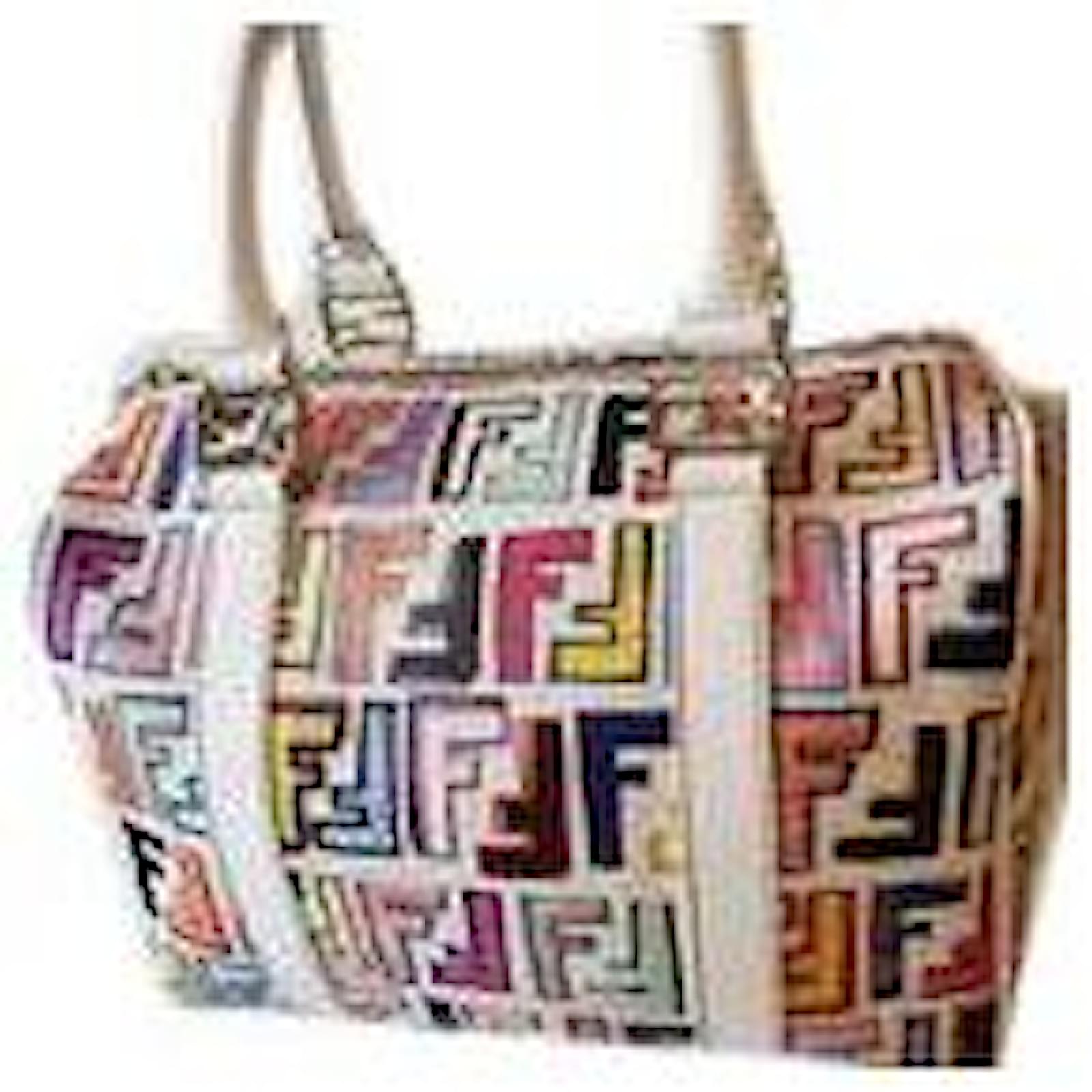 Fendi White Zucca Spalmati Forever Boston Bag Multiple colors