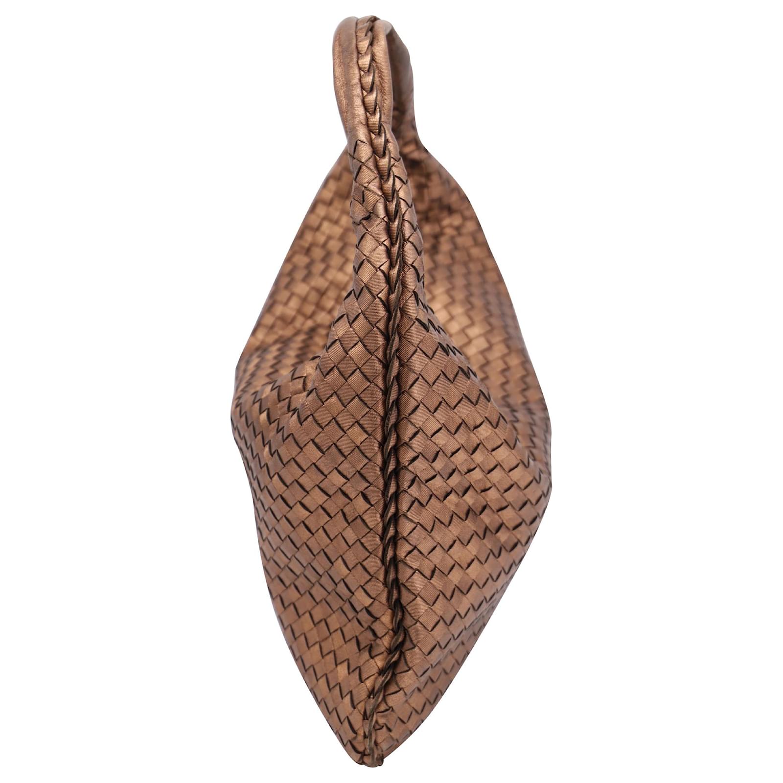 Bottega Veneta Intrecciato Hobo Bag in Metallic Bronze Leather ref