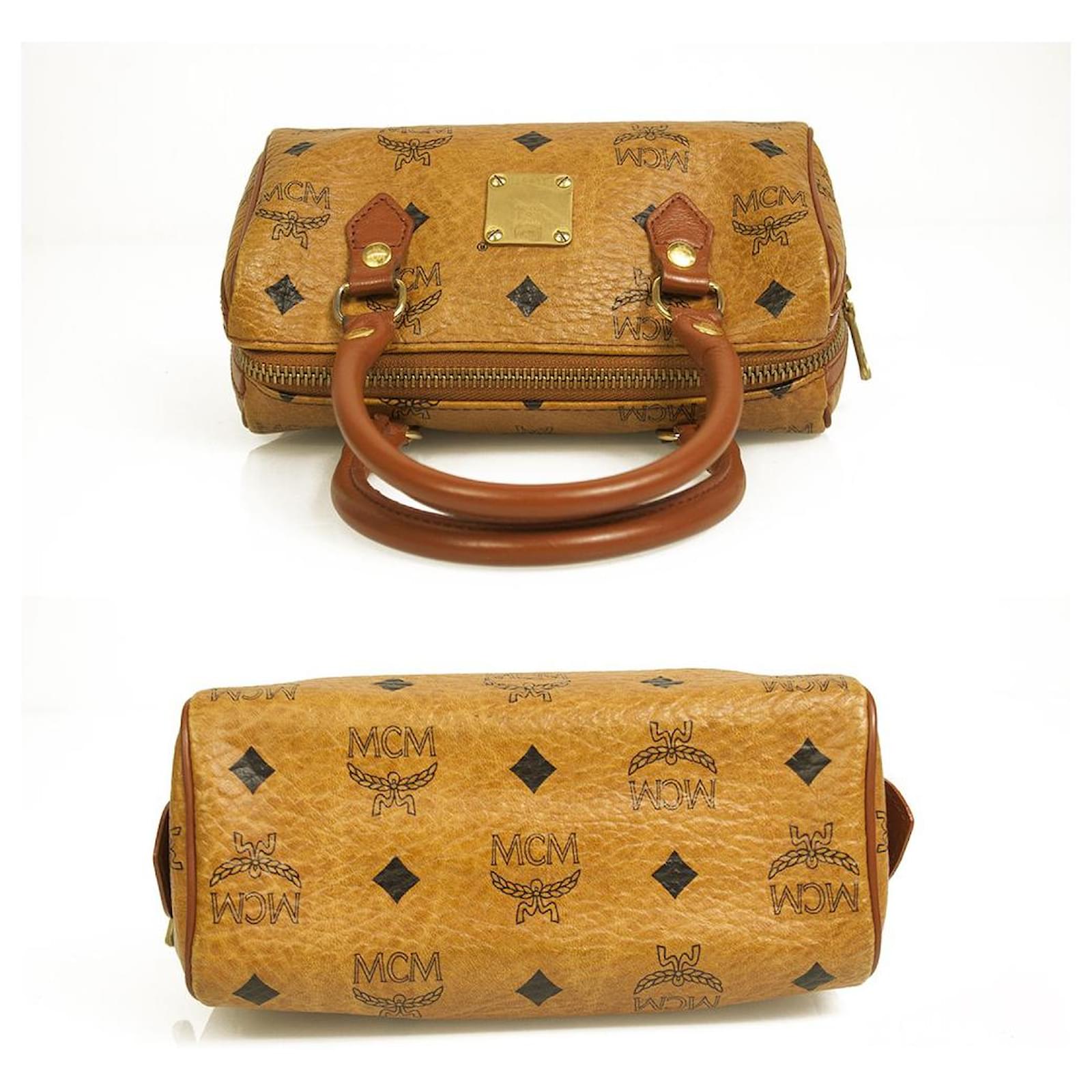 MCM, Bags, Mcm Vintage Mini Boston Handbag With Goldtone Hardware