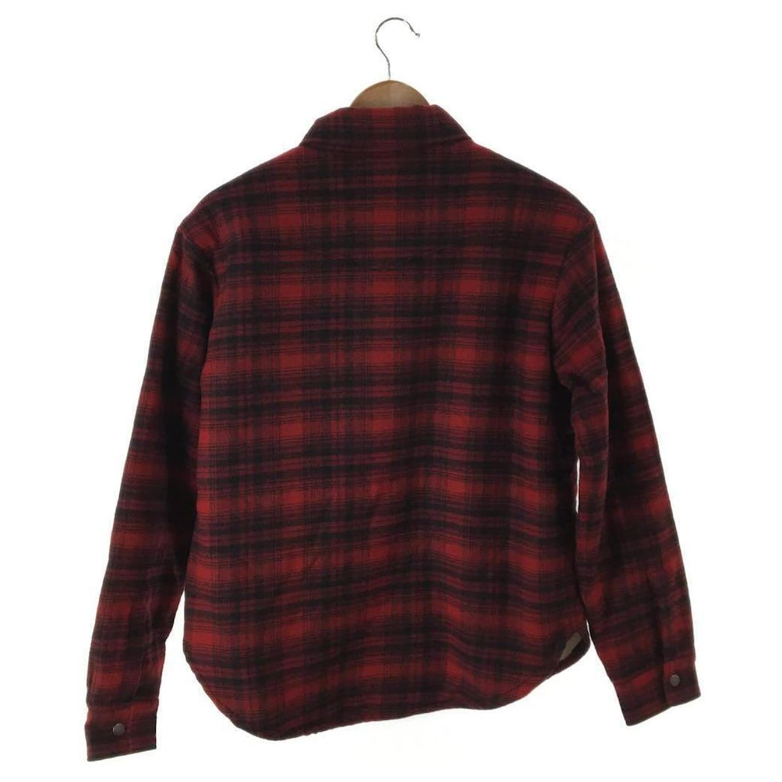 SAINT LAURENT 20AW / Ombray Check Boa Shirt Jacket / M / Wool / RED ...