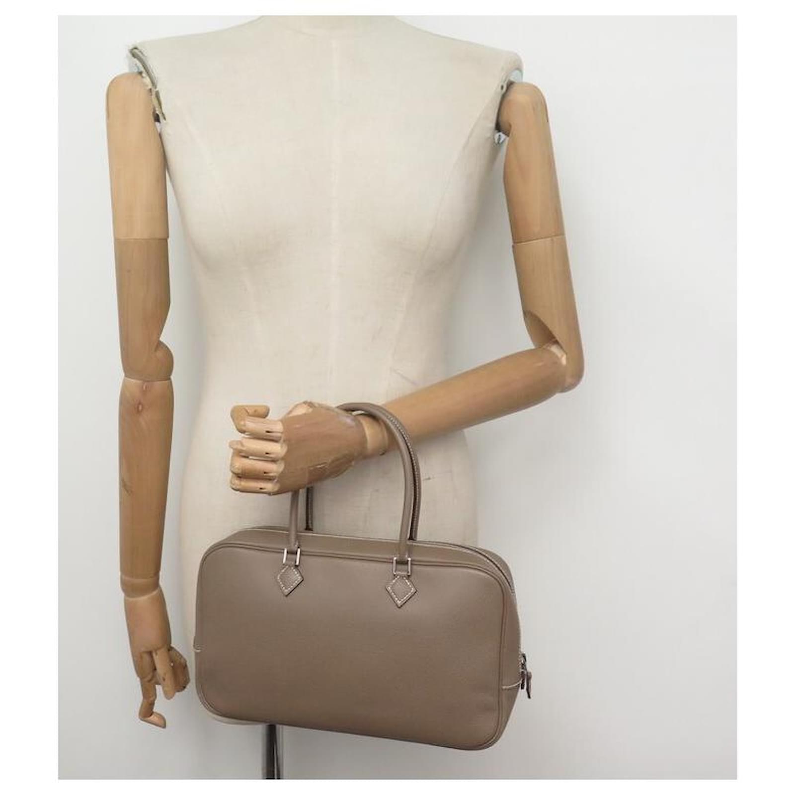 Hermès HERMES PLUME ELAN HANDBAG 28 EPSOM ETOUPE LEATHER HAND BAG