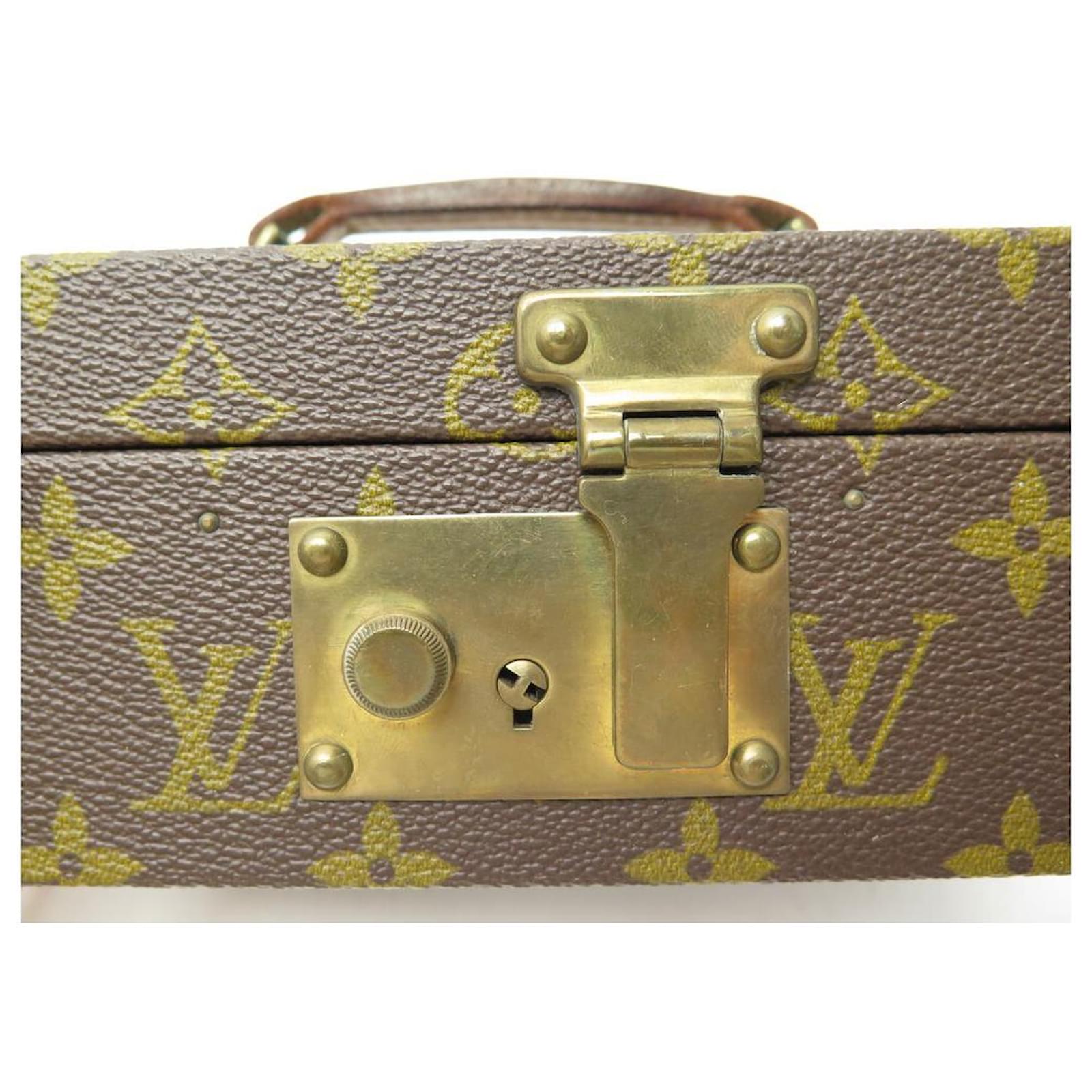 Louis Vuitton Monogram Canvas Accessory Jewelry Case Mini Square Brown Used